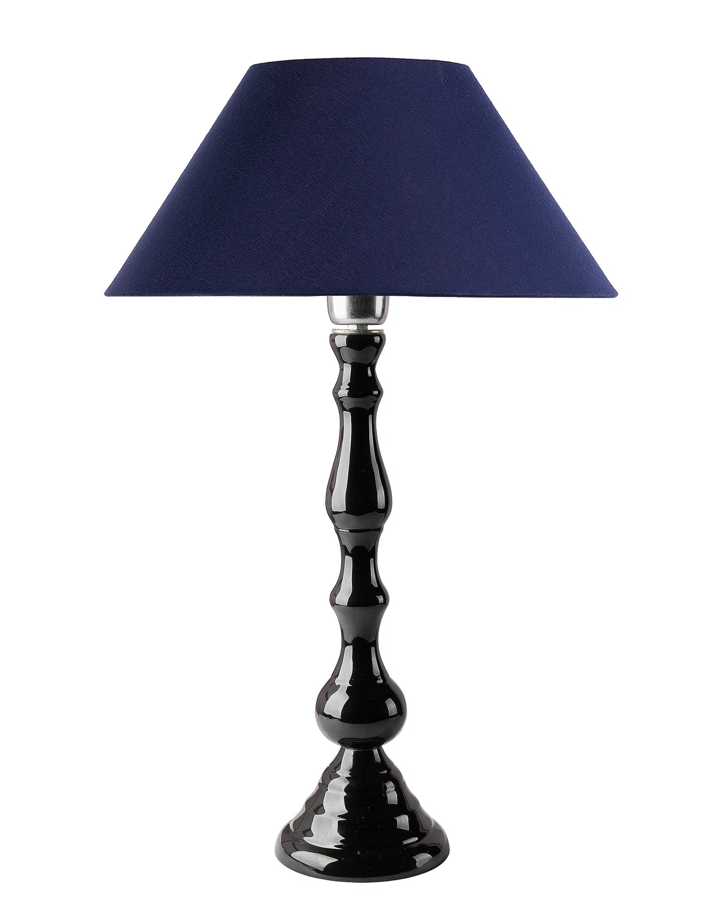 Glossy Black Teardrop Aluminium Table Lamp With Cone Shade, Bedside, Living Room Study Lamp, Bulb Included