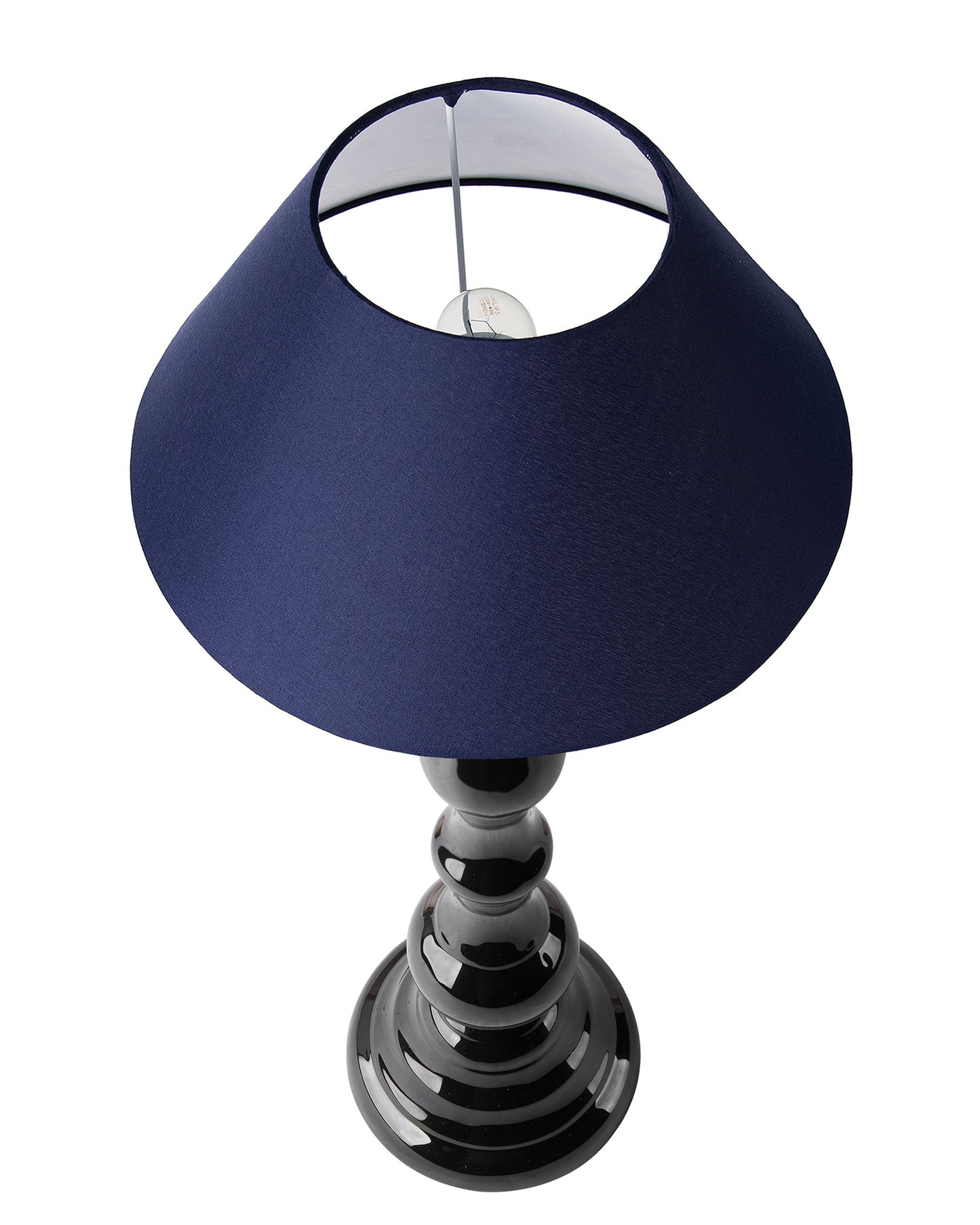 Glossy Black Teardrop Aluminium Table Lamp With Cone Shade, Bedside, Living Room Study Lamp, Bulb Included