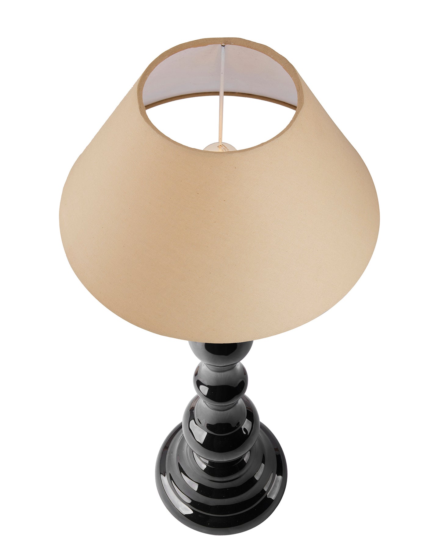 Glossy Black Teardrop Aluminium Table Lamp With Cone Shade, Bedside, Living Room Study Lamp, Bulb Included