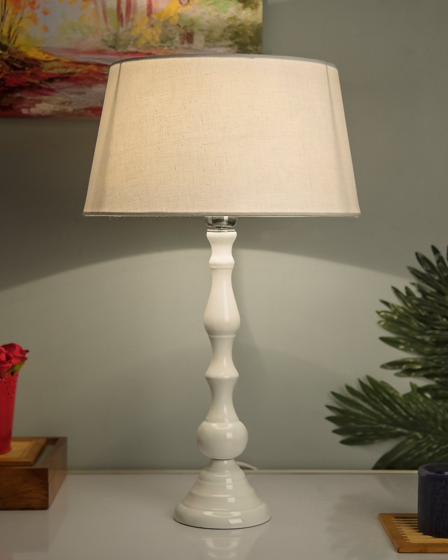 Glossy Black Teardrop Aluminium Table Lamp With Cone Shade, Bedside, Living Room Study Lamp, Bulb Included