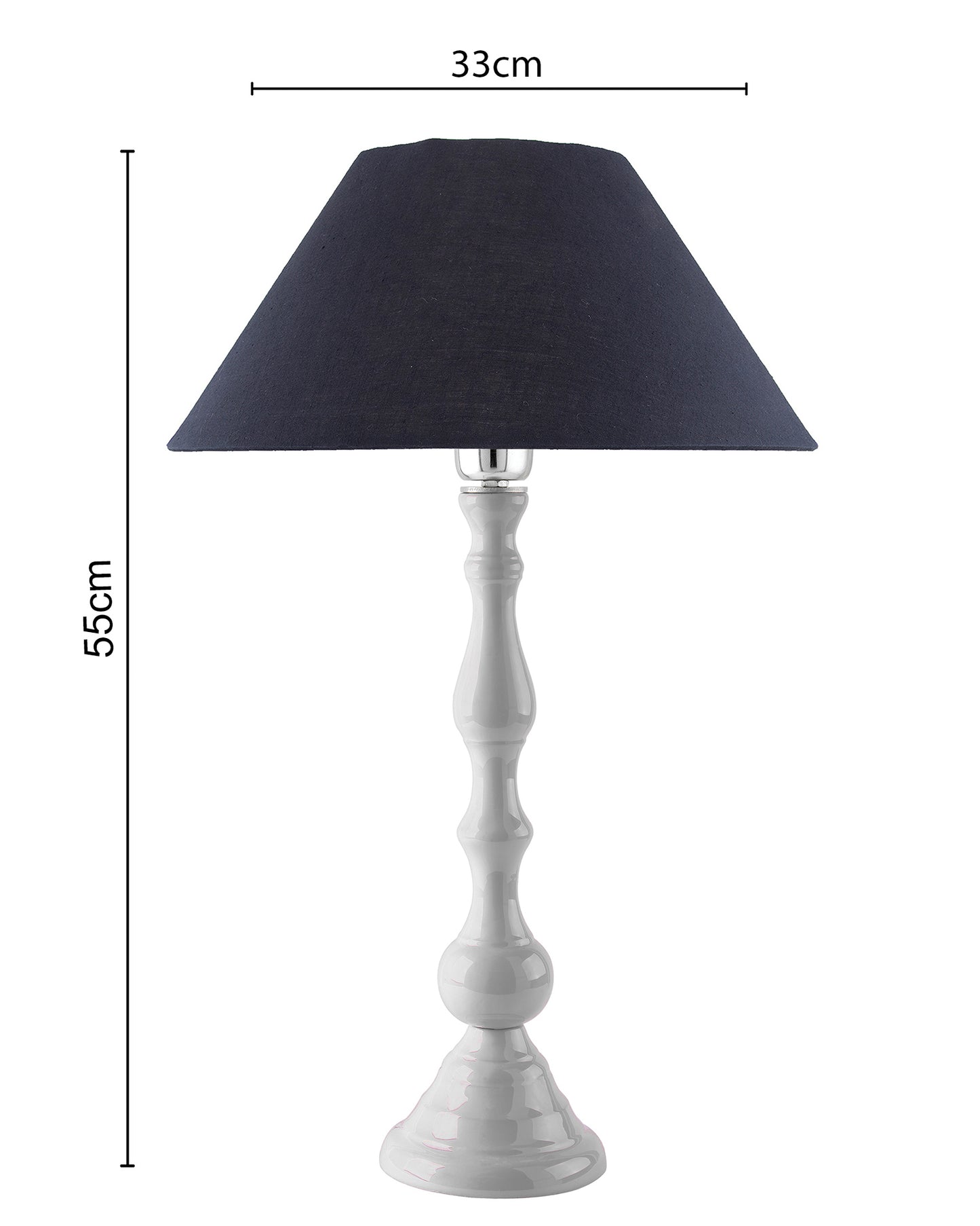 Glossy Black Teardrop Aluminium Table Lamp With Cone Shade, Bedside, Living Room Study Lamp, Bulb Included