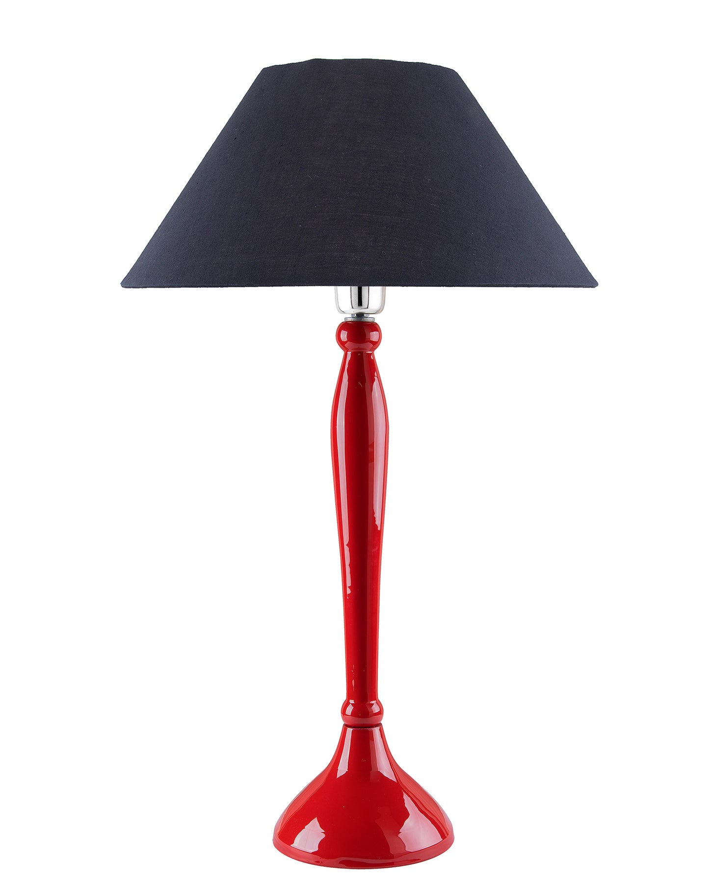 Glossy Red Royal Ovoid Aluminium Table Lamp With Cone Shade, Bedside, Living Room Study Lamp, Bulb Included