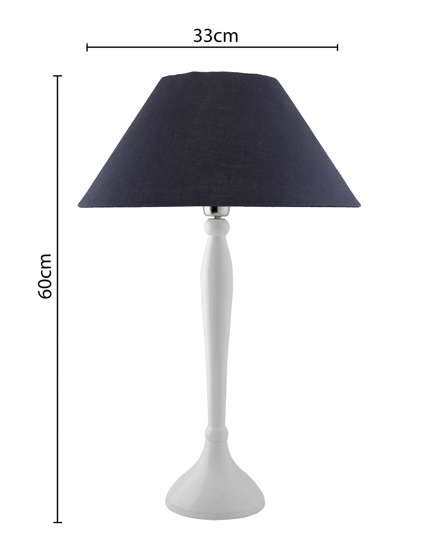 Glossy Black Royal Ovoid Aluminium Table Lamp With Cone Shade, Bedside, Living Room Study Lamp, Bulb Included