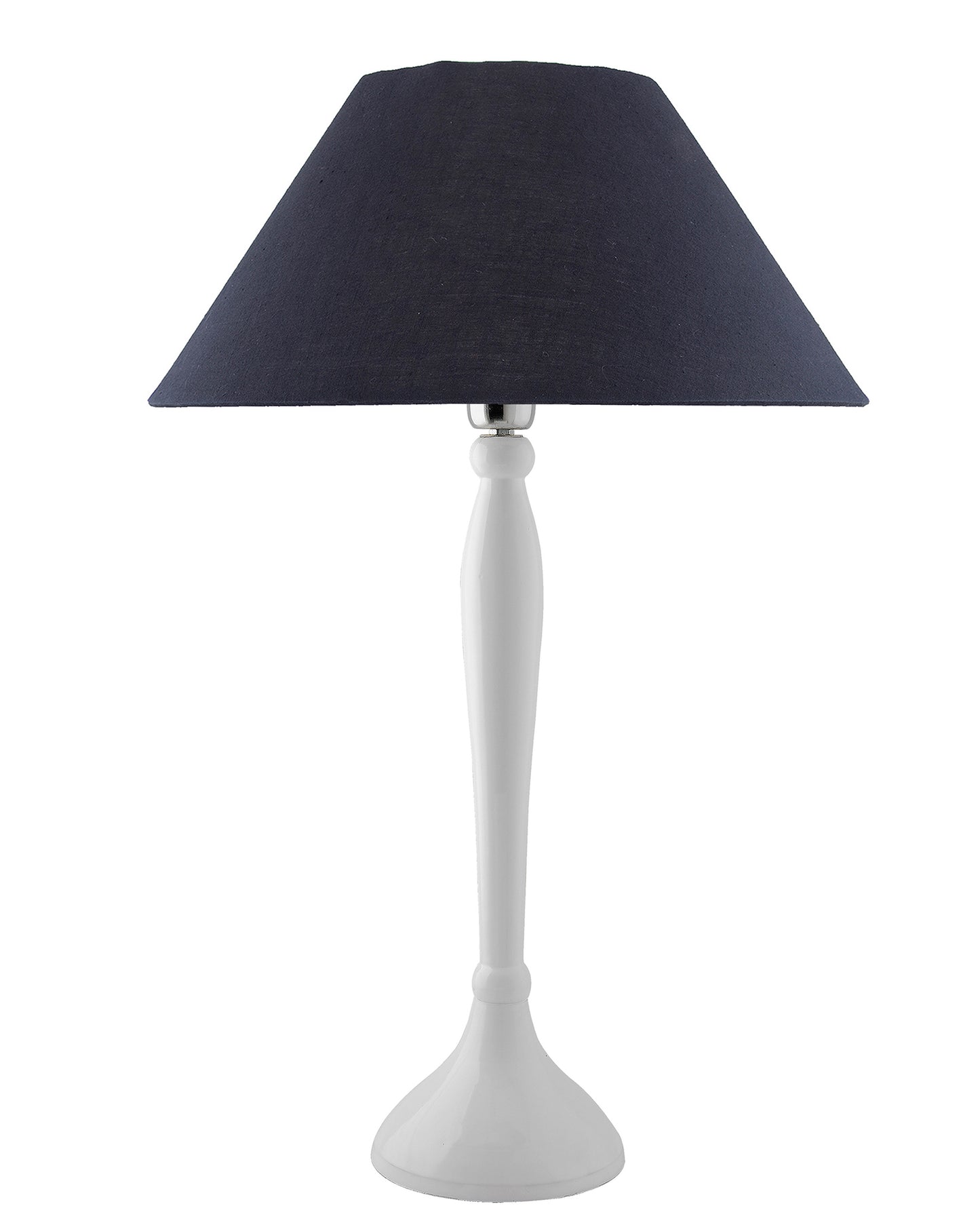 Glossy Black Royal Ovoid Aluminium Table Lamp With Cone Shade, Bedside, Living Room Study Lamp, Bulb Included