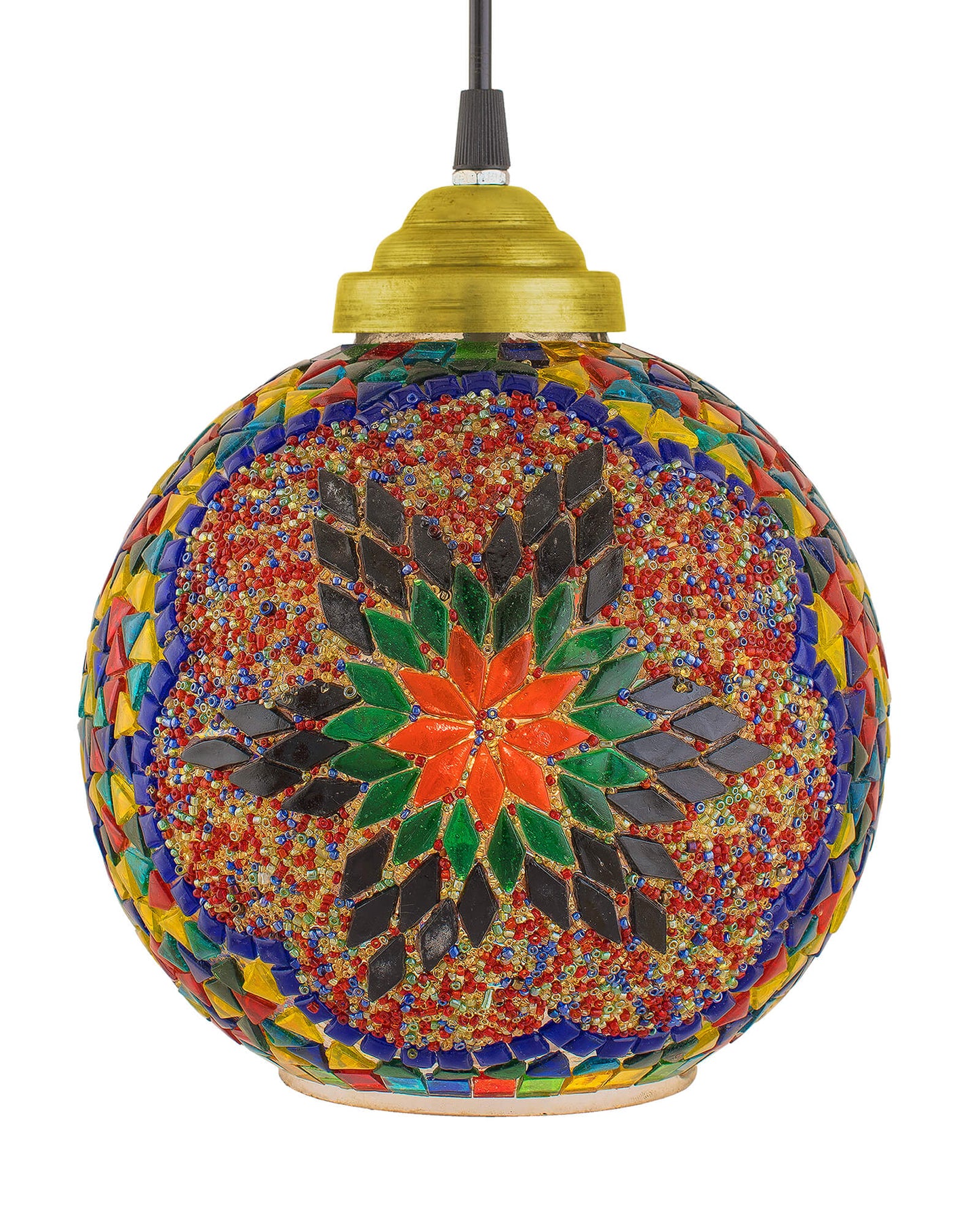 Turkish Moroccan Mosaic Blue Ceiling Hanging Light Chandelier Pendant Fixture Lantern, Handmade Glass Lamp
