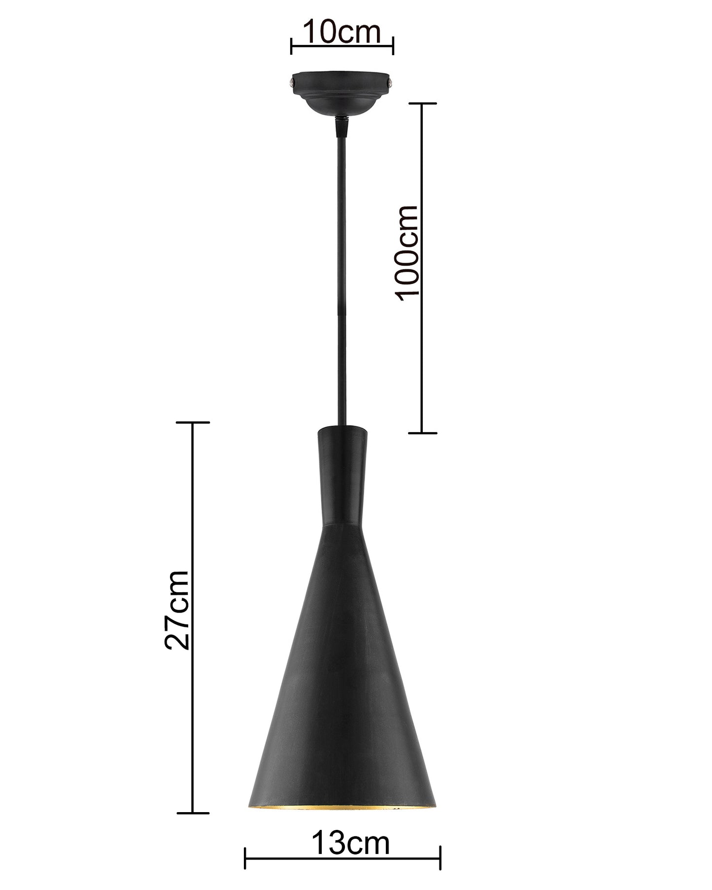 Black Metal Medium Inverted Cone Hanging Light, E26/27 Nordic pendant lamp, Modern kitchen, bedroom, living room ceiling lamp