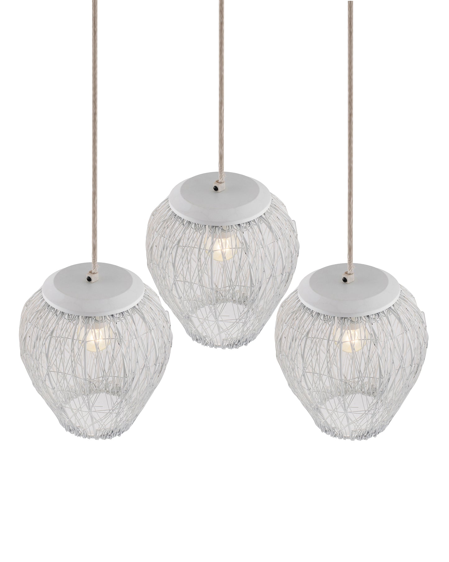 3-Lights Linear Cluster Chandelier White Steel Wire Mesh Pendant, Decorative, Black, Kitchen Area and Dining Room Light, LED/Filament Light