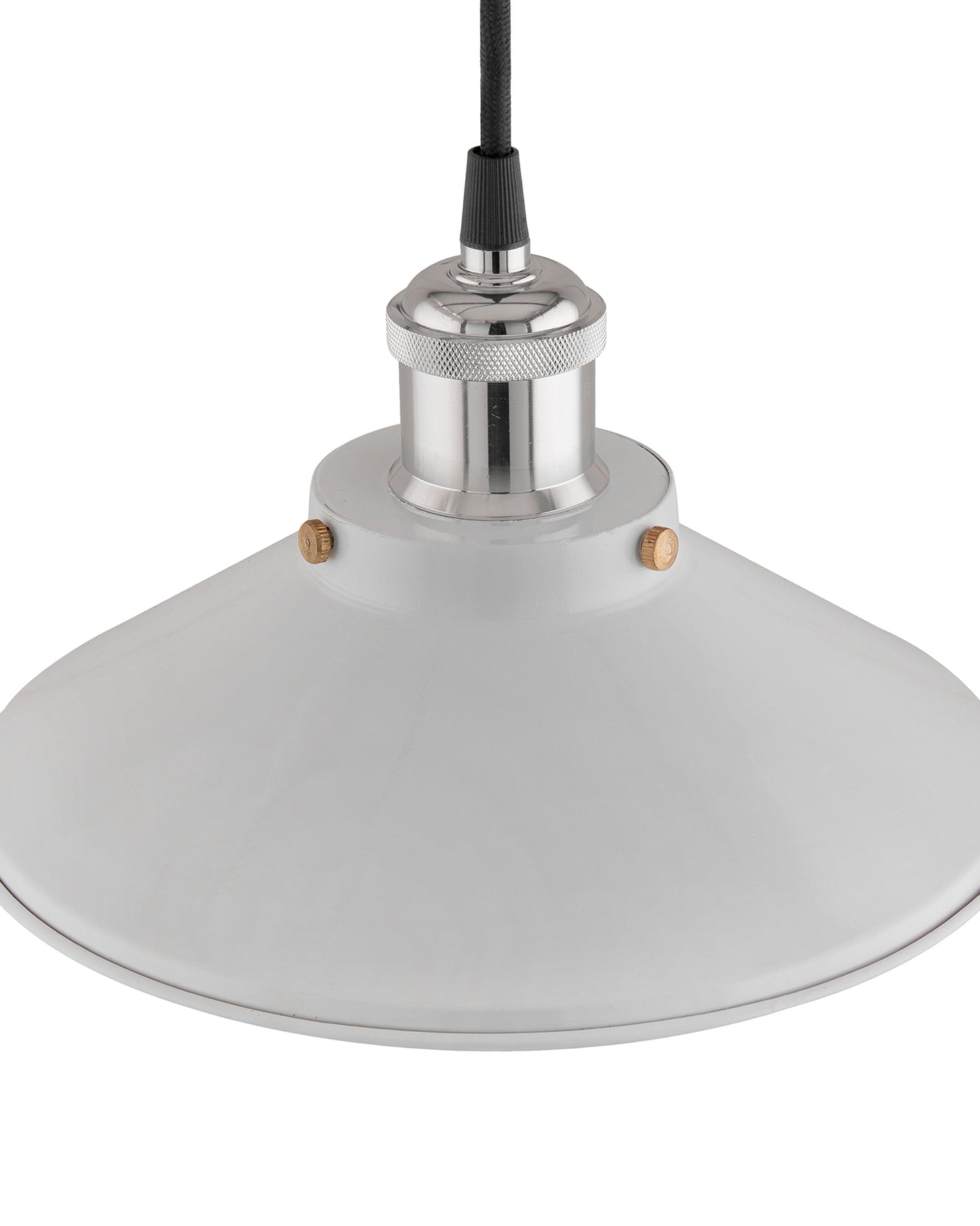 Single White Cone Pendant with Antique Holder, E27, Modern Nordic Hanging Ceiling Light (Bulb Included)