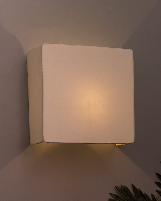 Wall Mounted Sconce Shade Lamp, Door Light E27, White Fabric,Square, Modern Wall Light