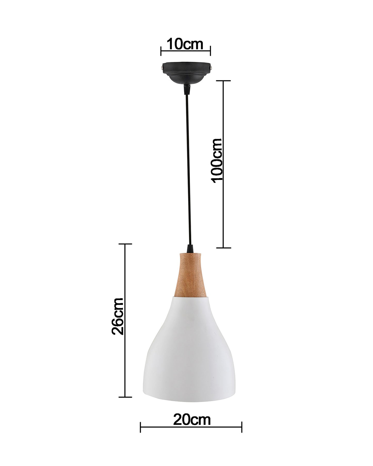 Croft Metal Wood Pendant Light, White Metal Natural Hanging Ceiling Light