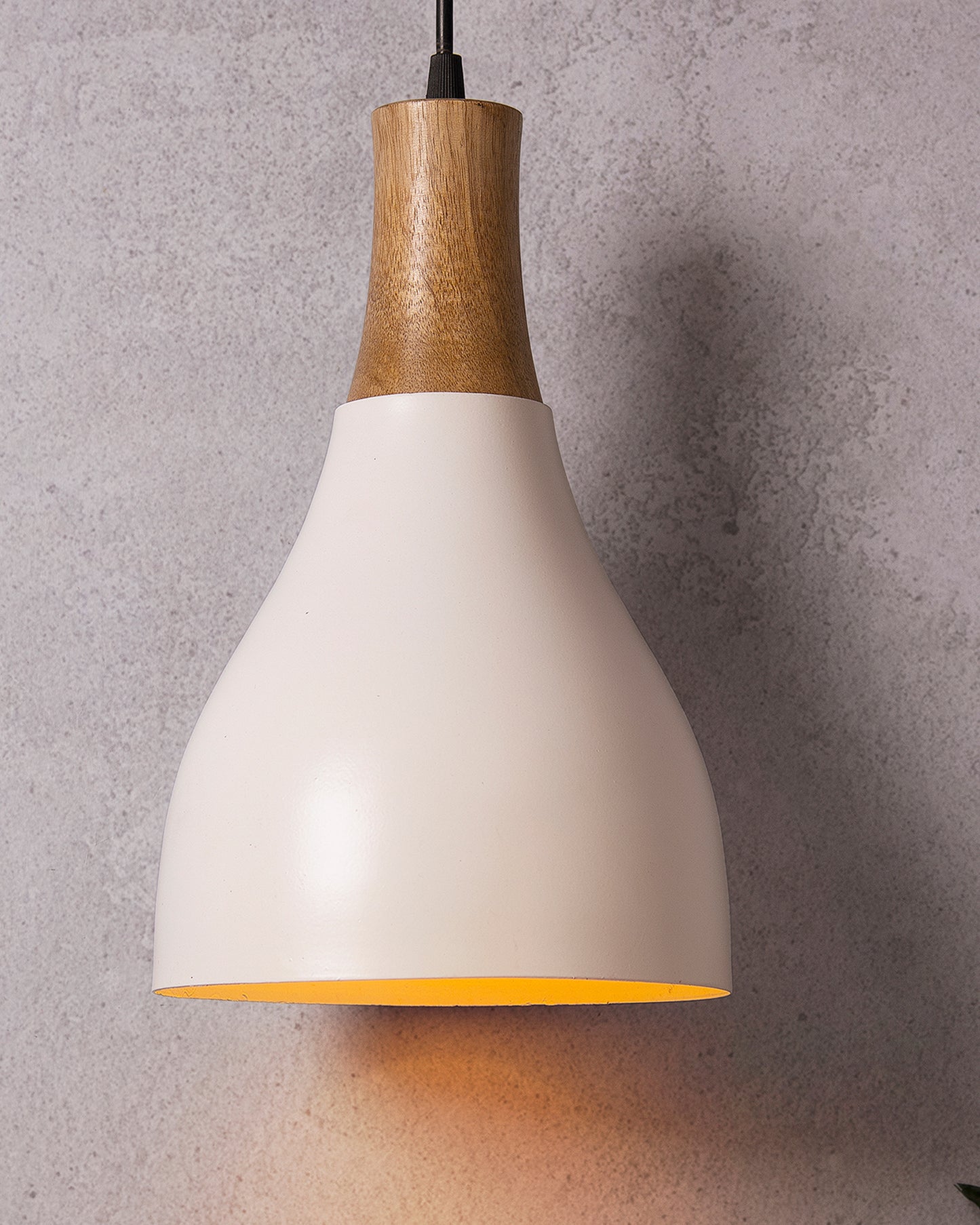 Croft Metal Wood Pendant Light, White Metal Natural Hanging Ceiling Light