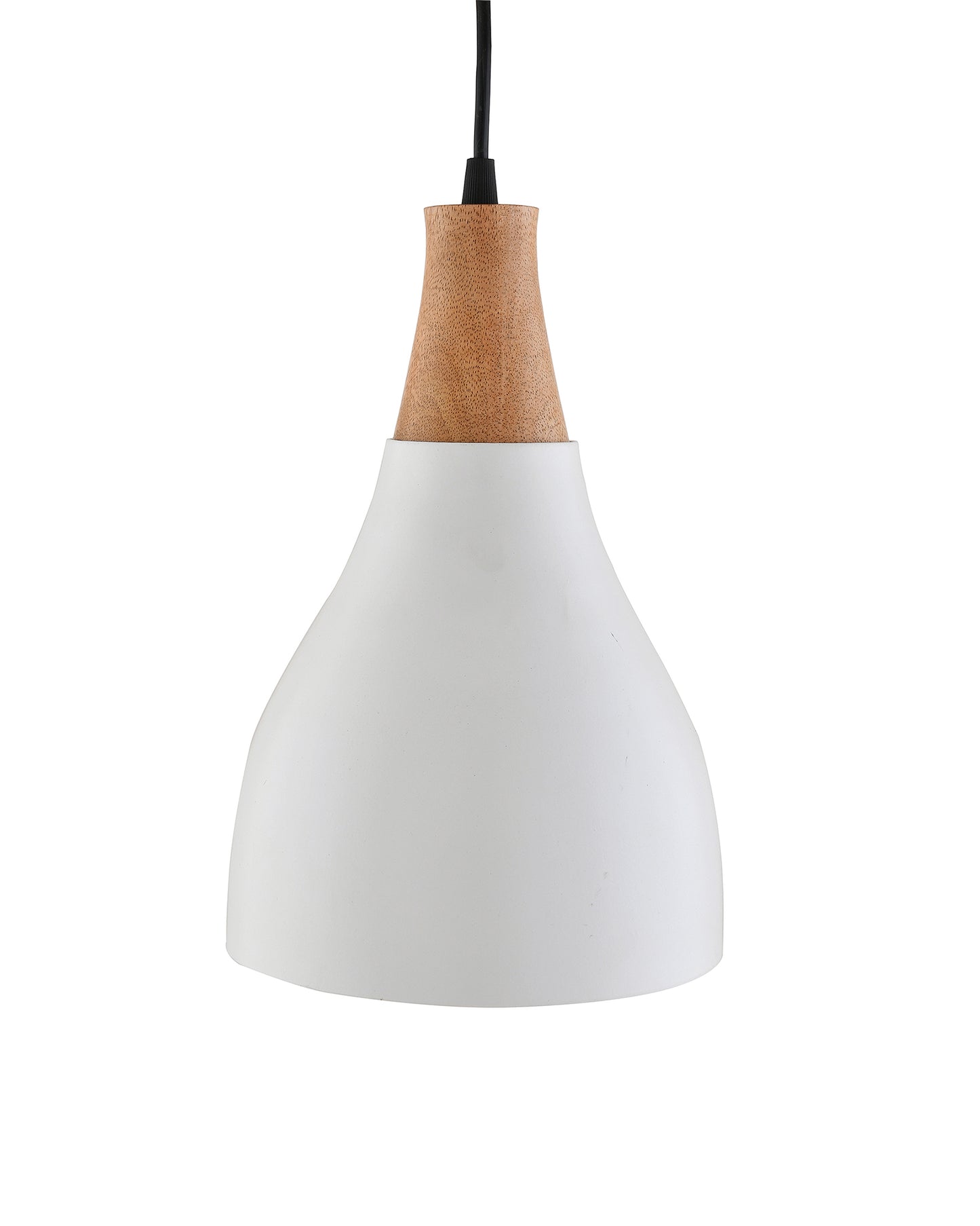 Croft Metal Wood Pendant Light, White Metal Natural Hanging Ceiling Light