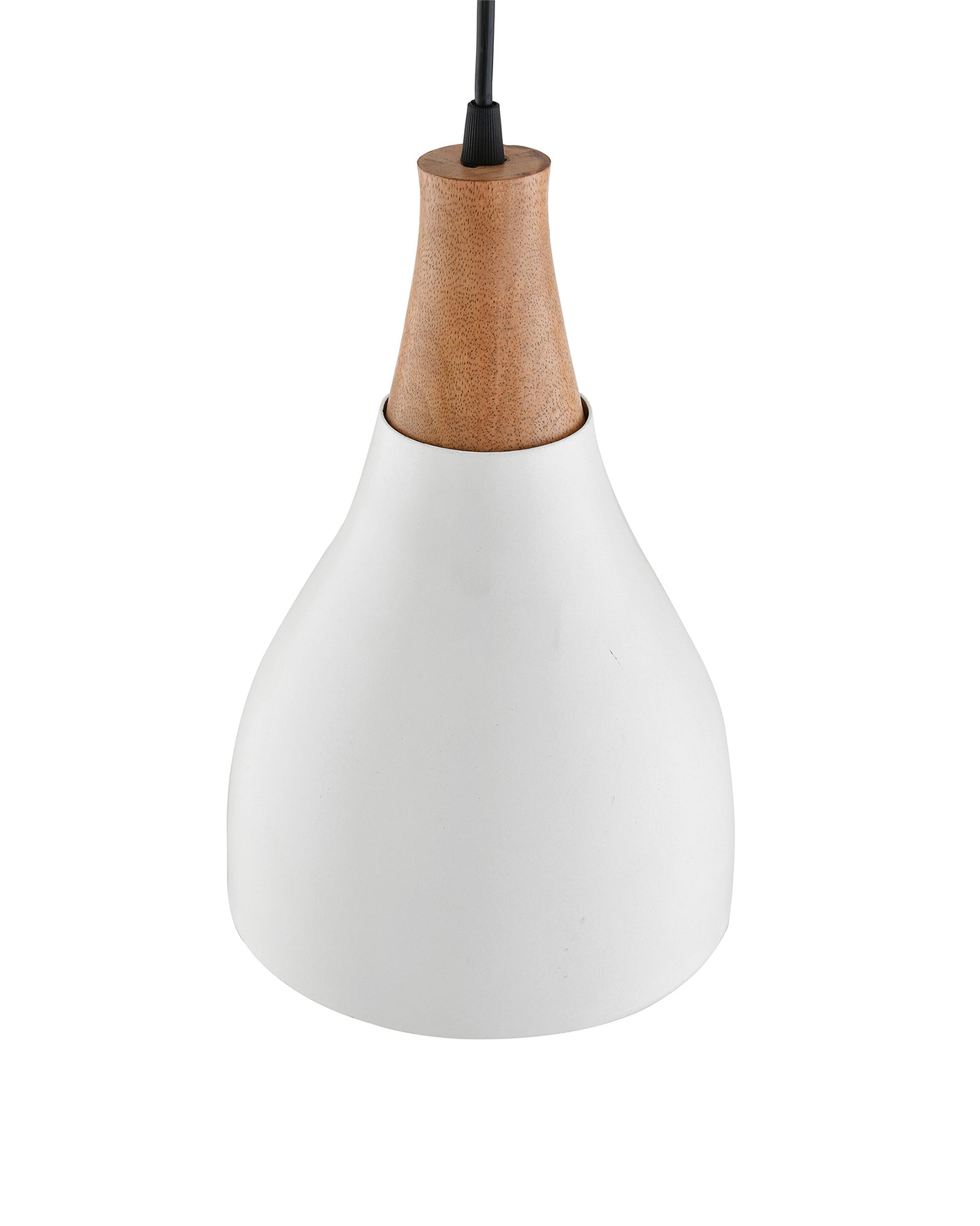 Croft Metal Wood Pendant Light, White Metal Natural Hanging Ceiling Light