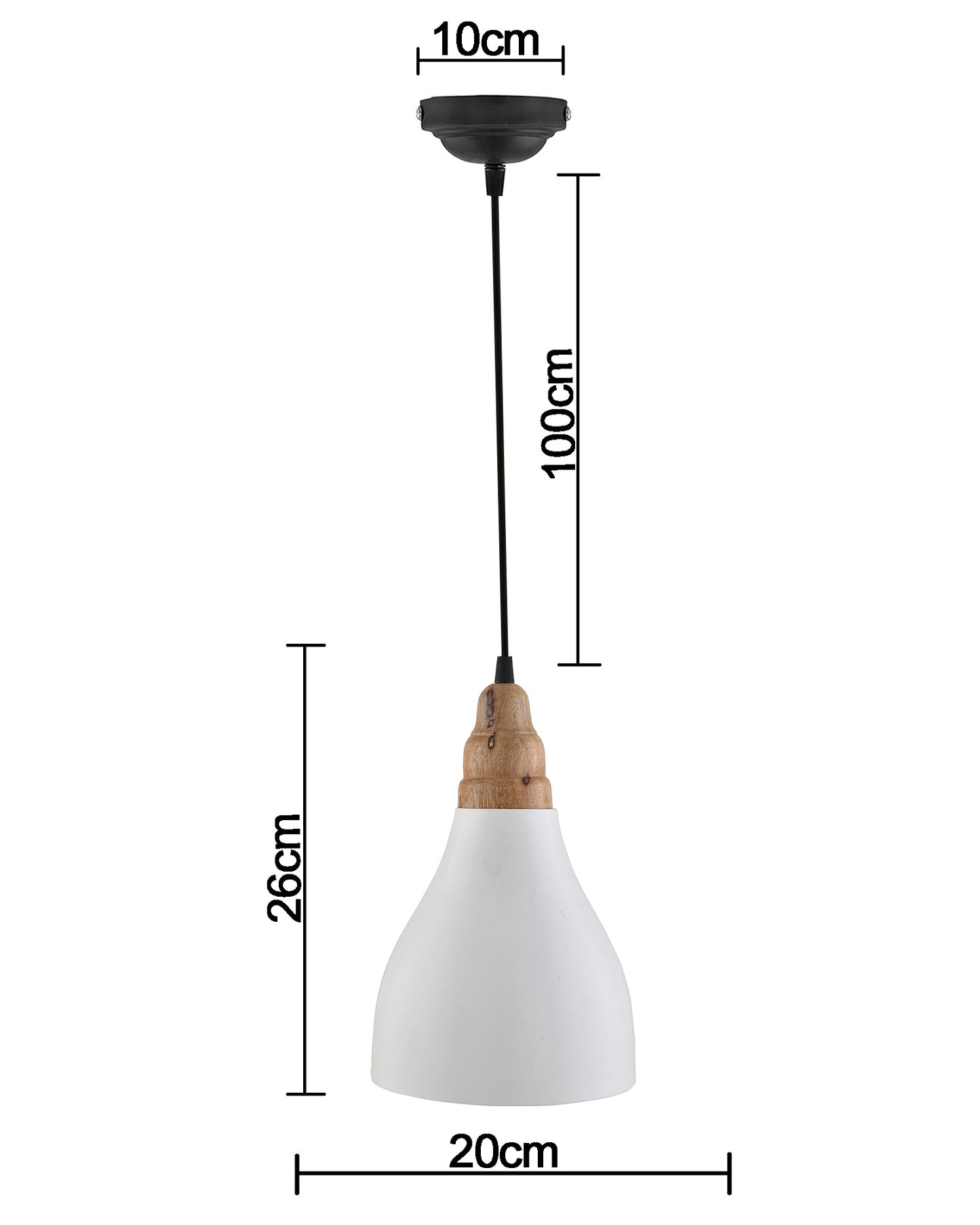 Croft Metal Wood Pendant Light, White Metal Natural Hanging Ceiling Light