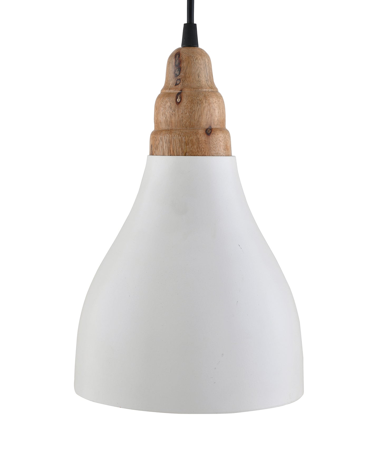 Croft Metal Wood Pendant Light, White Metal Natural Hanging Ceiling Light