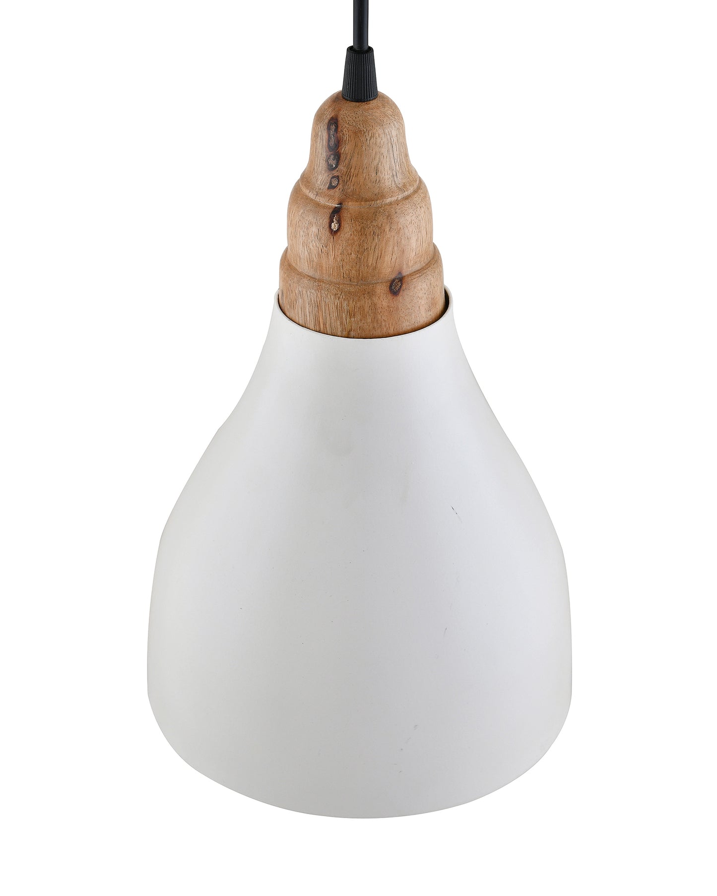 Croft Metal Wood Pendant Light, White Metal Natural Hanging Ceiling Light