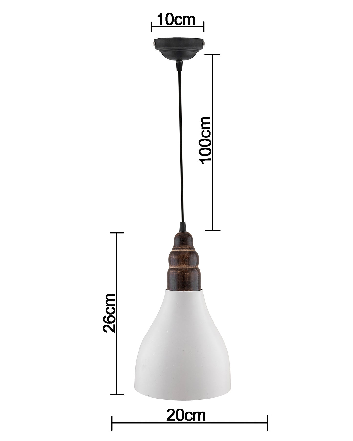 Croft Metal Wood Pendant Light, White Metal Antique Black Hanging Ceiling Light