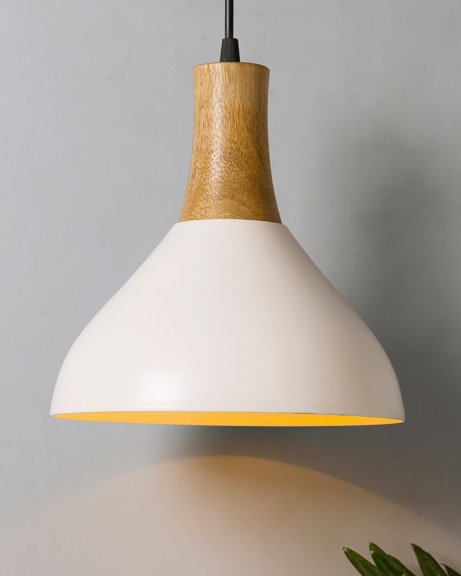 Nate Metal Wood Pendant Light, White Metal Natural Hanging Ceiling