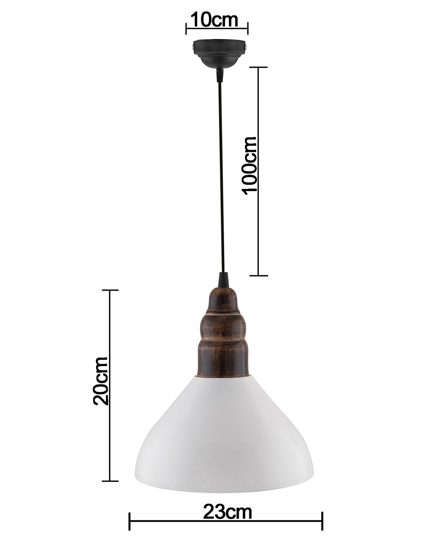 Nate Metal Wood Pendant Light, White Metal Antique Black Hanging Ceiling Light