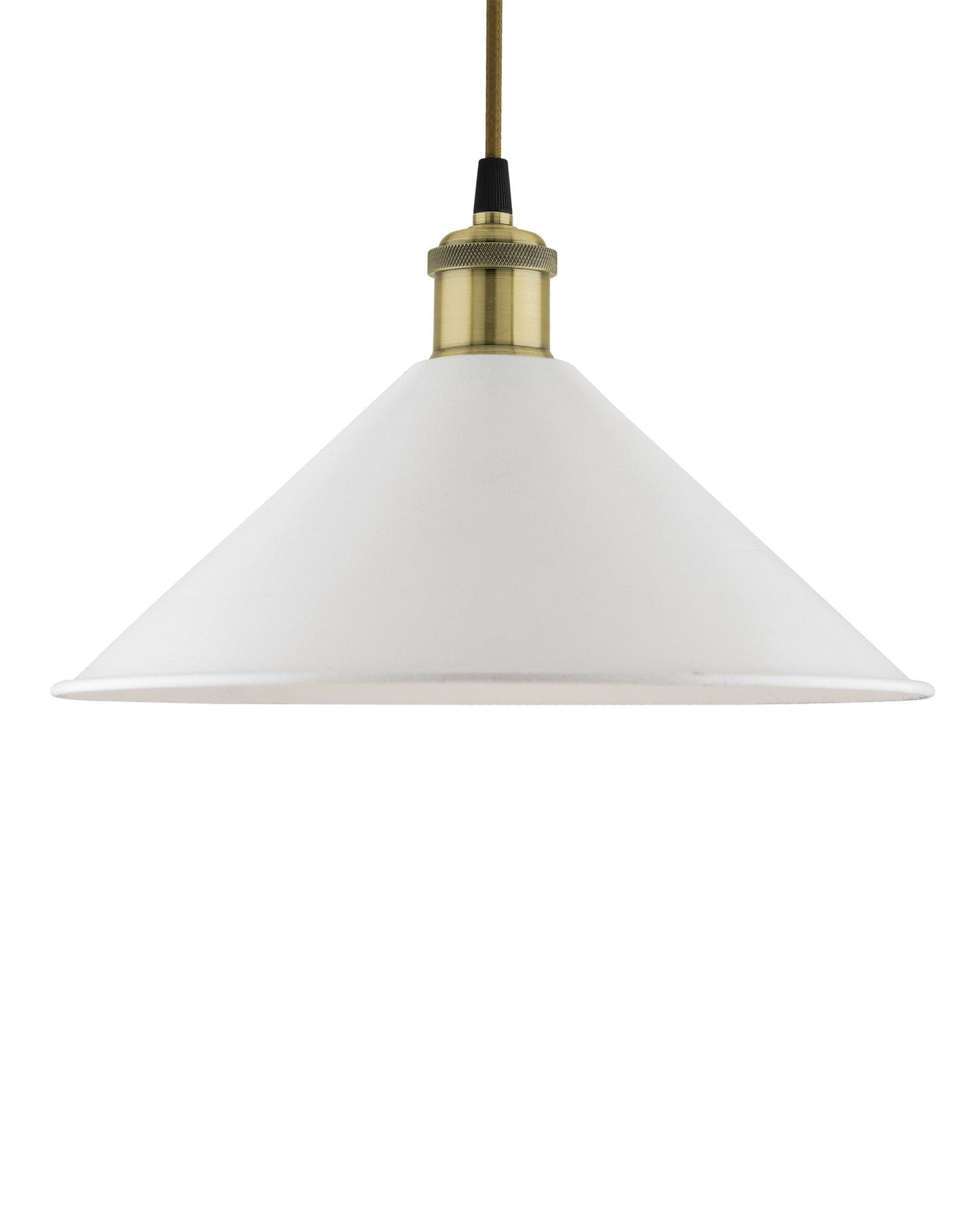 Industrial White Barn Cone Metal Bulb Iron Cone Vintage Hanging Ceiling Pendant Light Edison filament Holder Decorative Lamp Shade, Antique Gold