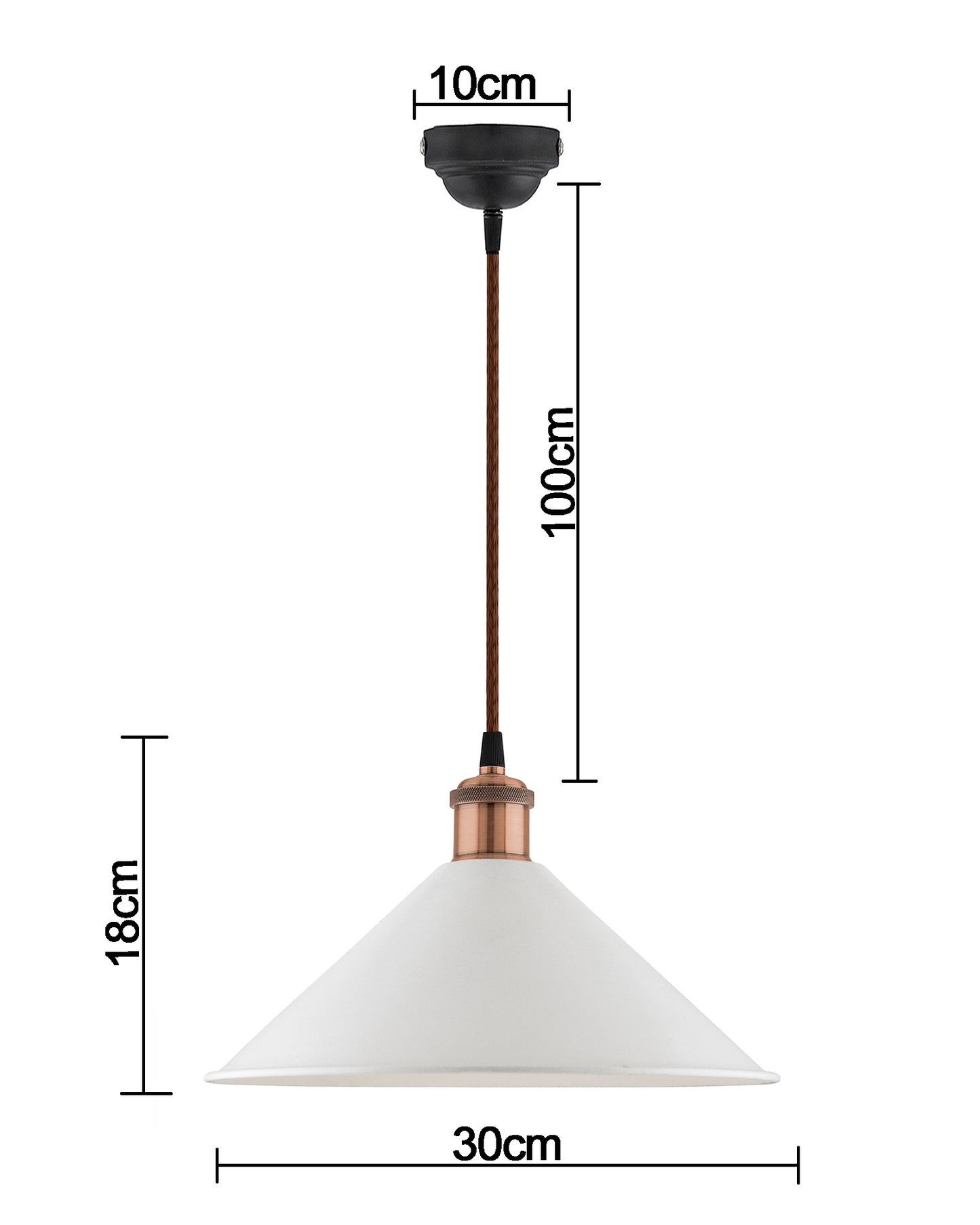 Industrial White Barn Cone Metal Bulb Iron Cone Vintage Hanging Ceiling Pendant Light Edison filament Holder Decorative Lamp Shade, Antique Gold