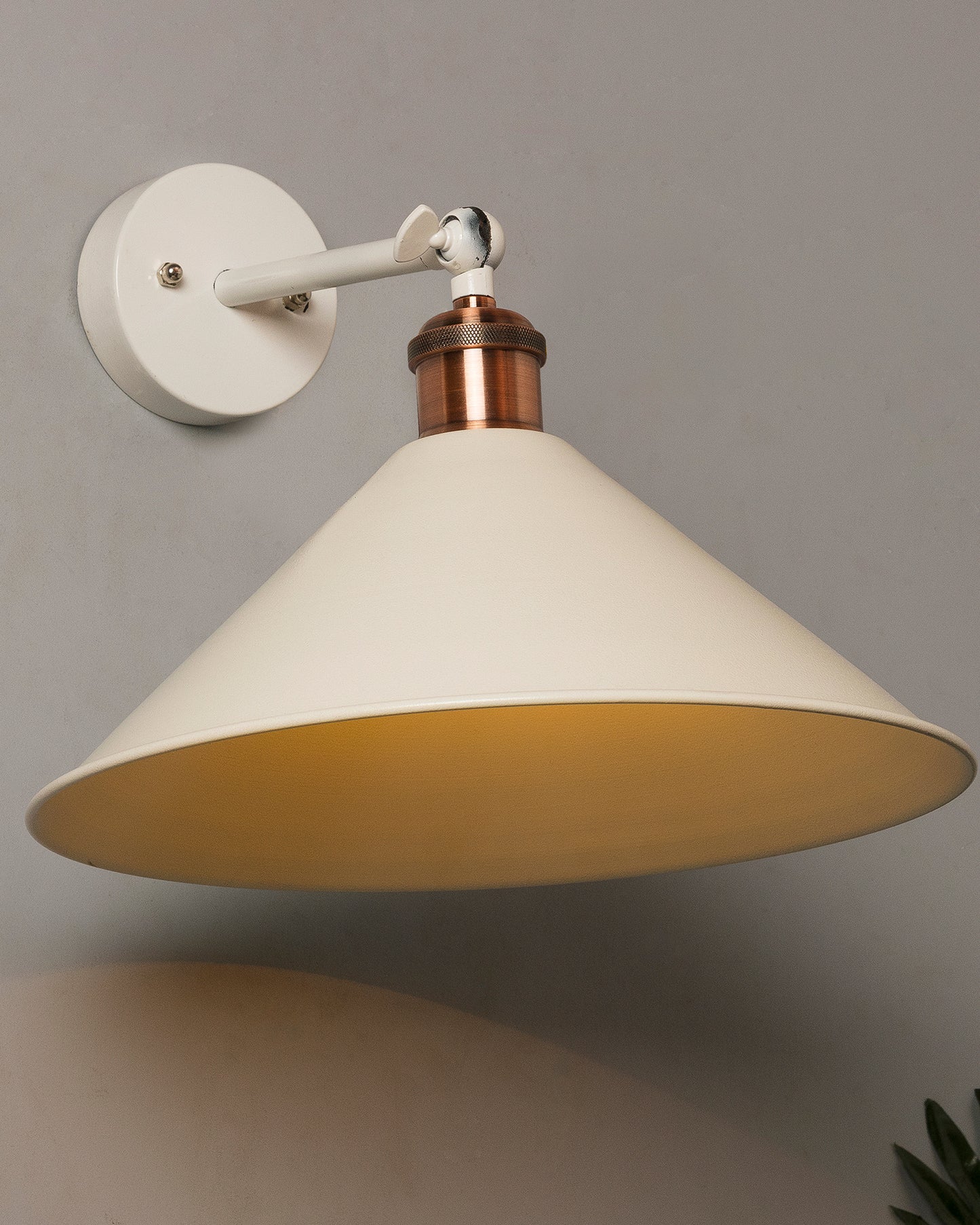 Edison Wall White Barn Cone Shade Lamp, Vintage Industrial Loft, E27 Holder, Decorative, Swing Wall Light