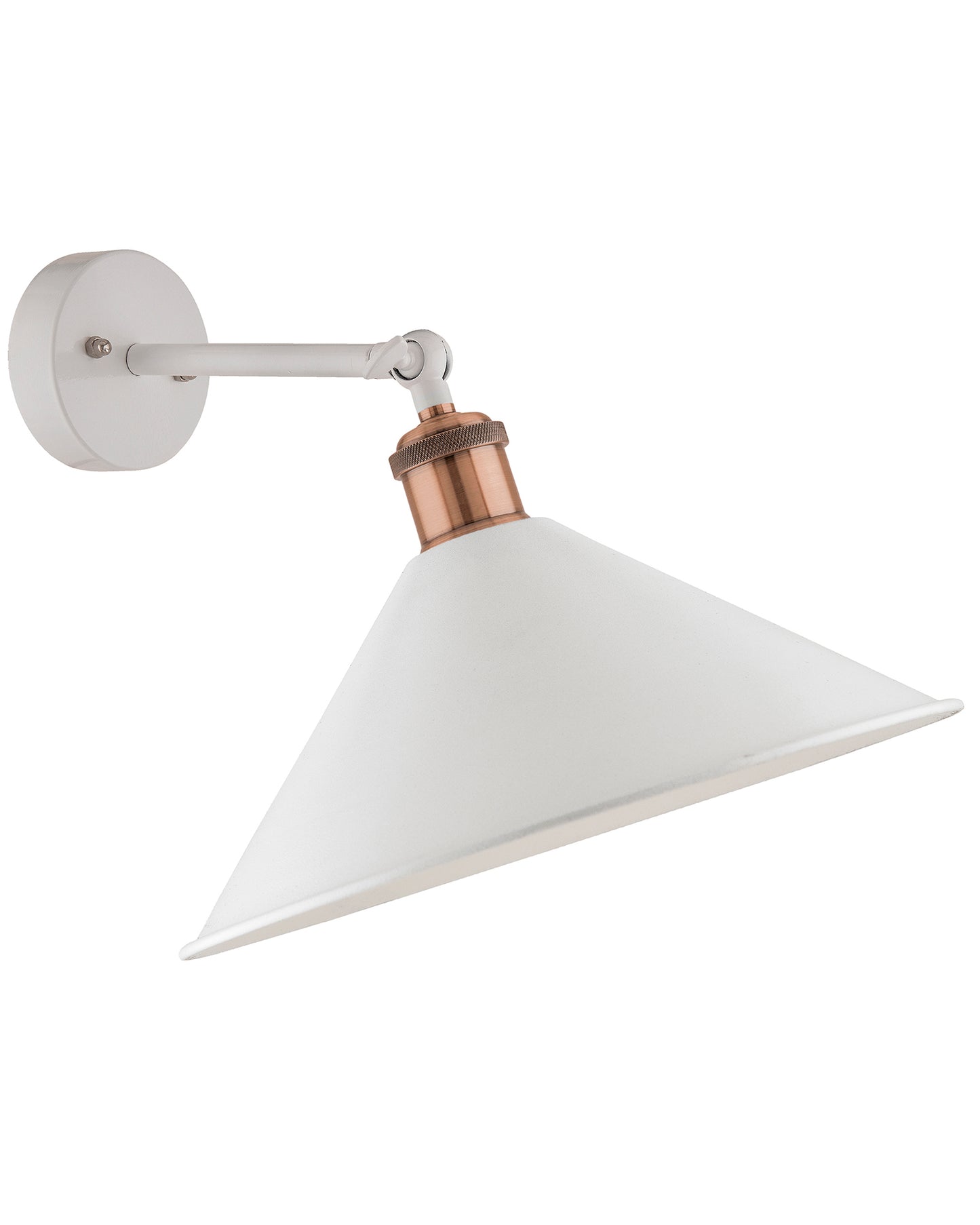 Edison Wall White Barn Cone Shade Lamp, Vintage Industrial Loft, E27 Holder, Decorative, Swing Wall Light