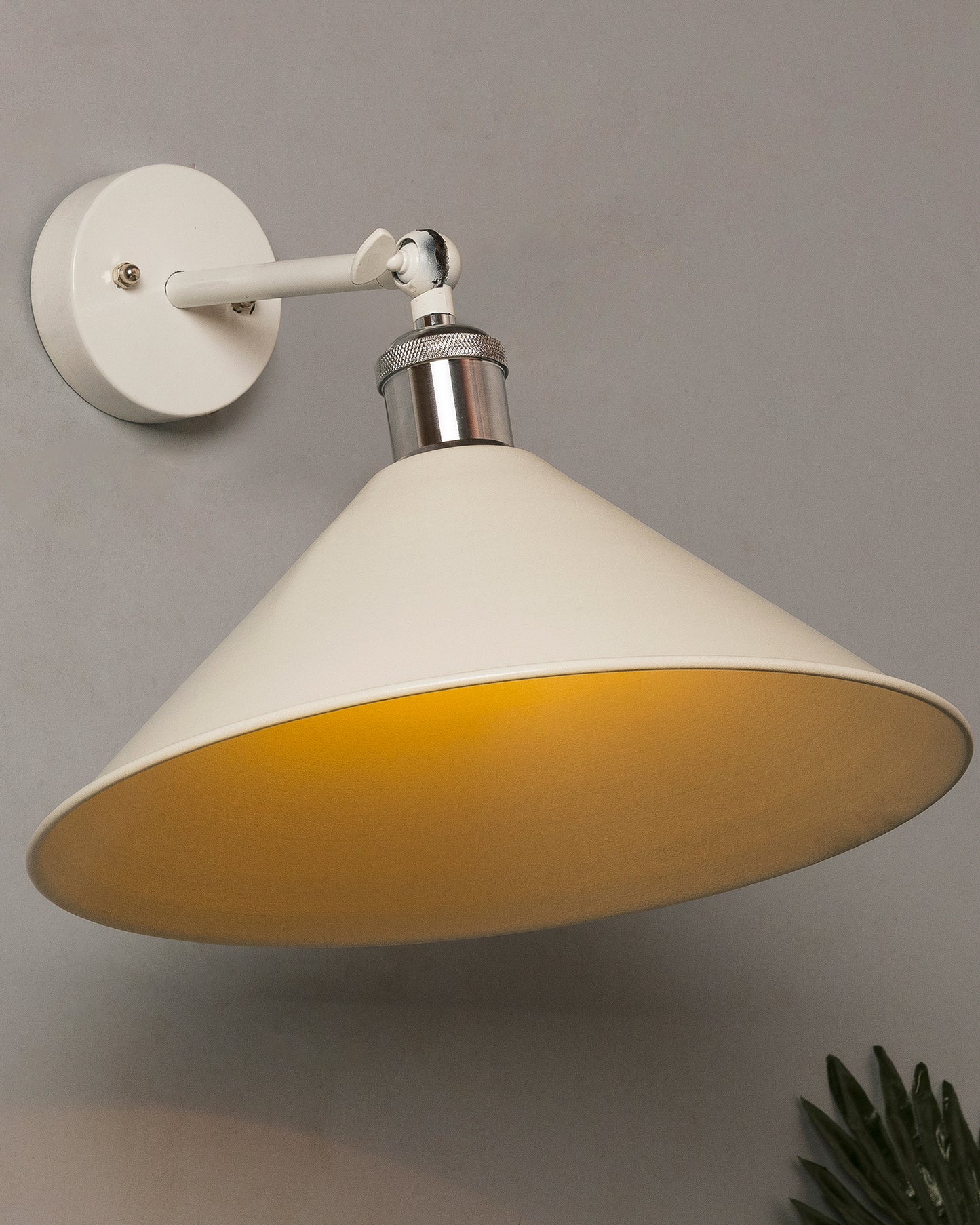 Edison Wall White Barn Cone Shade Lamp, Vintage Industrial Loft, E27 Holder, Decorative, Swing Wall Light