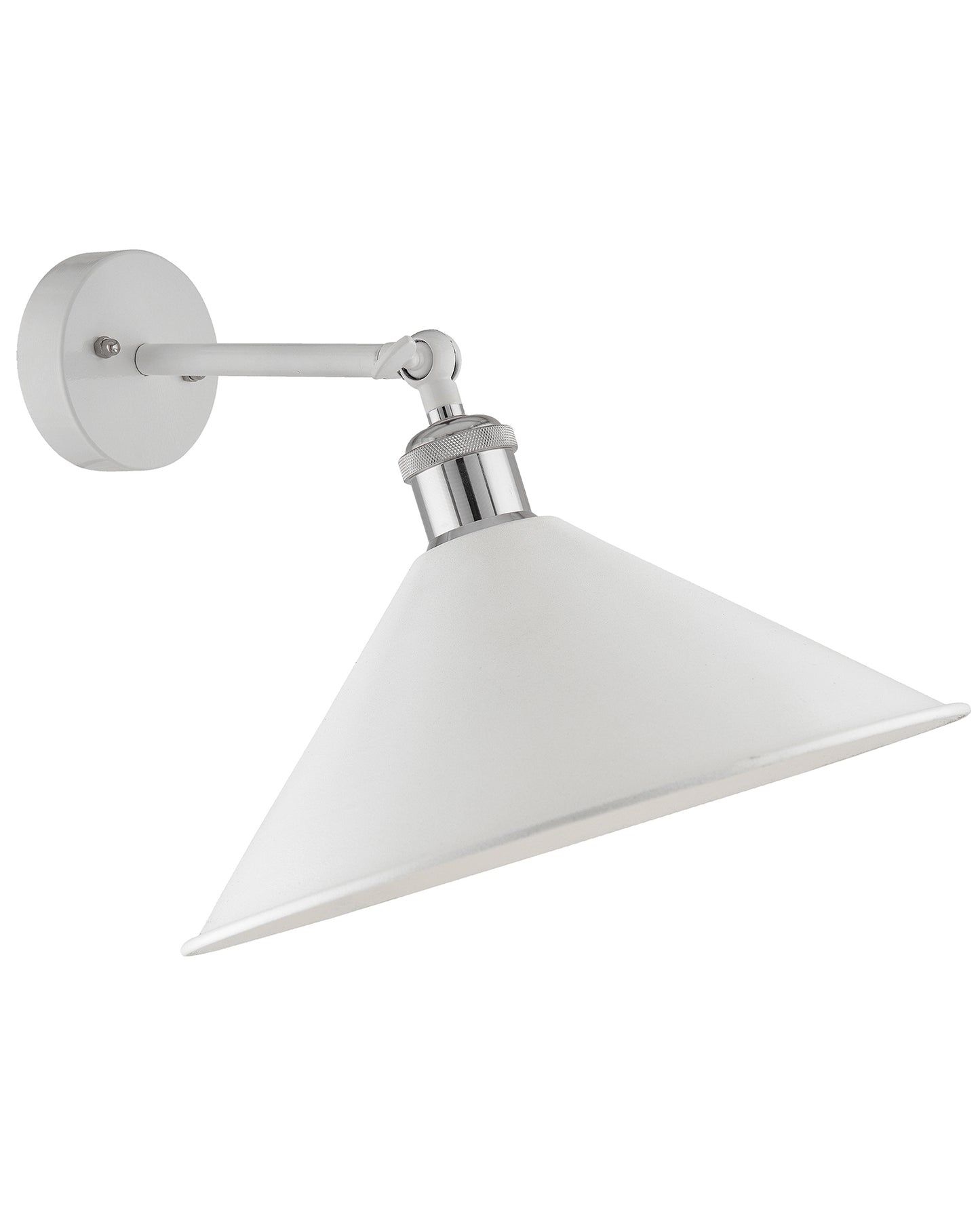 Edison Wall White Barn Cone Shade Lamp, Vintage Industrial Loft, E27 Holder, Decorative, Swing Wall Light