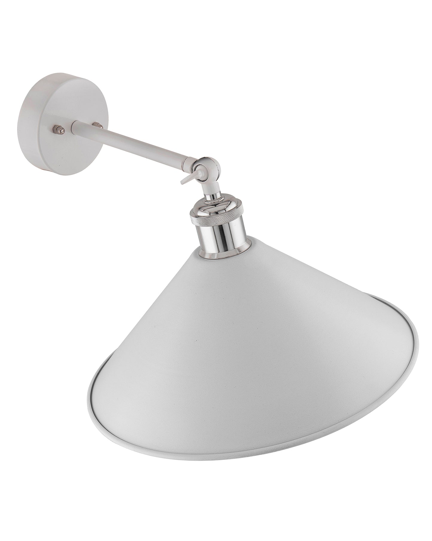 Edison Wall White Barn Cone Shade Lamp, Vintage Industrial Loft, E27 Holder, Decorative, Swing Wall Light