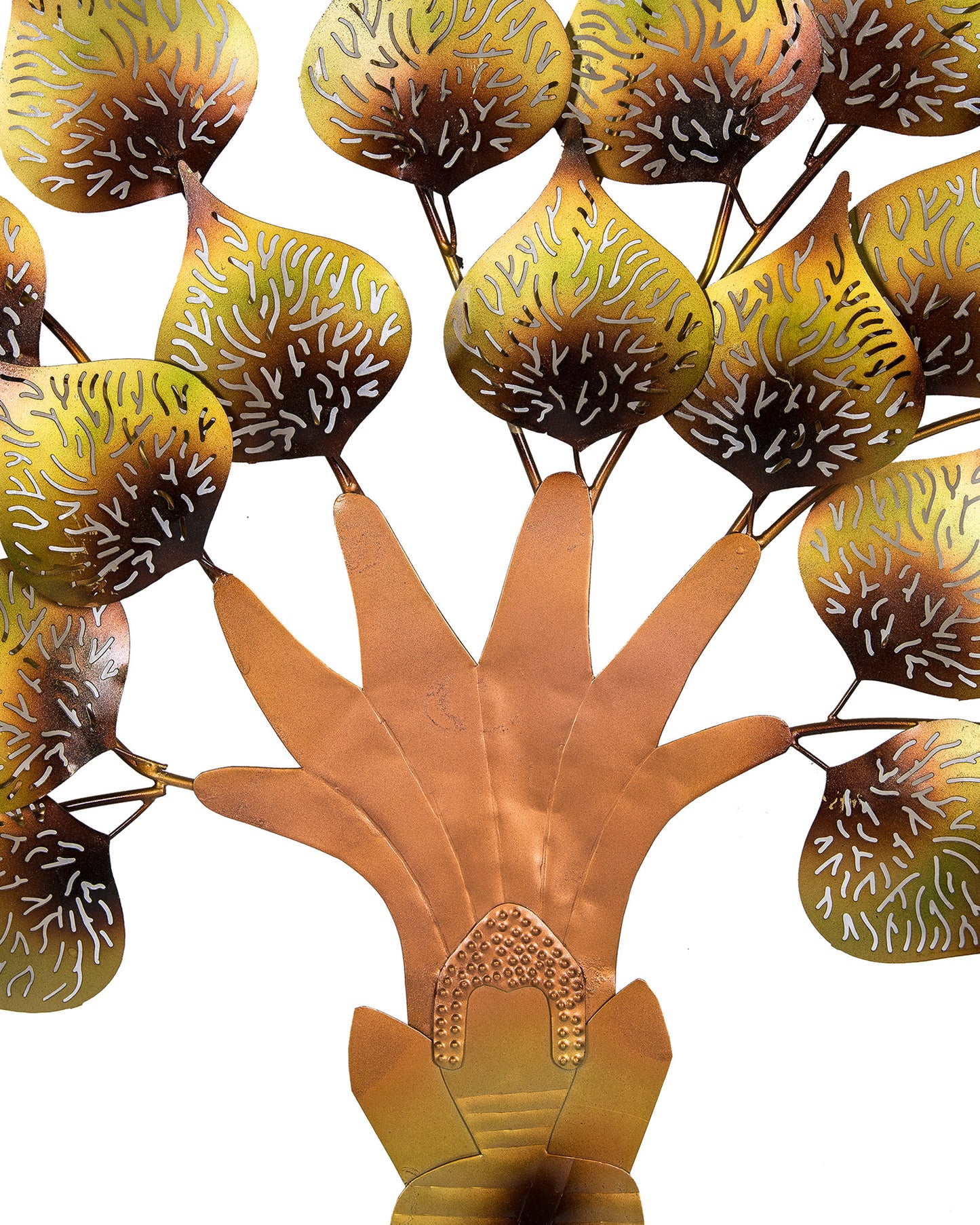 Metal Handmade Golden Tree of Life, Wisdom, Knowledge Wall Hanging Art Decor Sculpture with Buddha Sitting Tree for Living Room, Office, 37* 27 inch