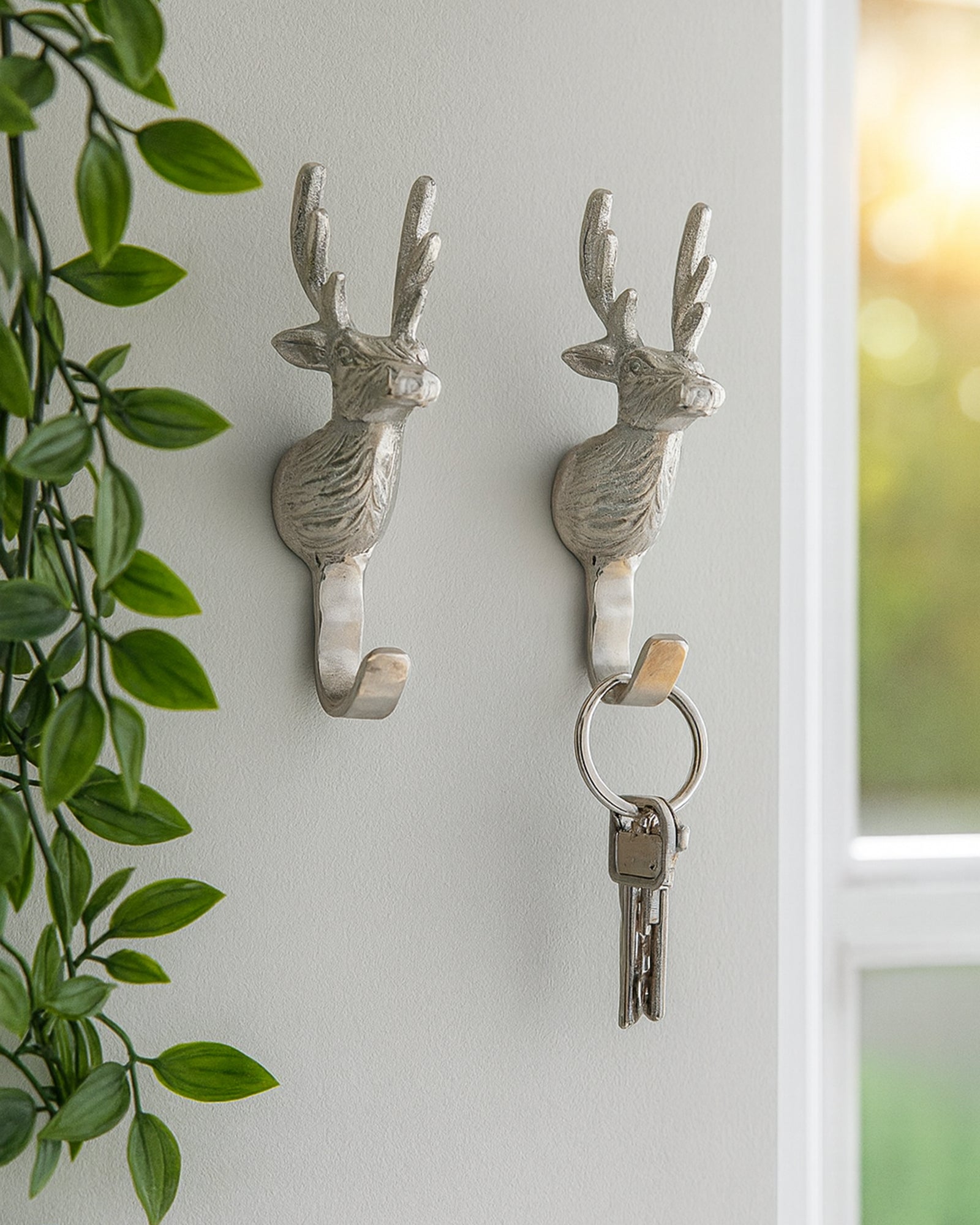 Handmade Deer Head Wall Hook Decorative Antique Aluminium Wall