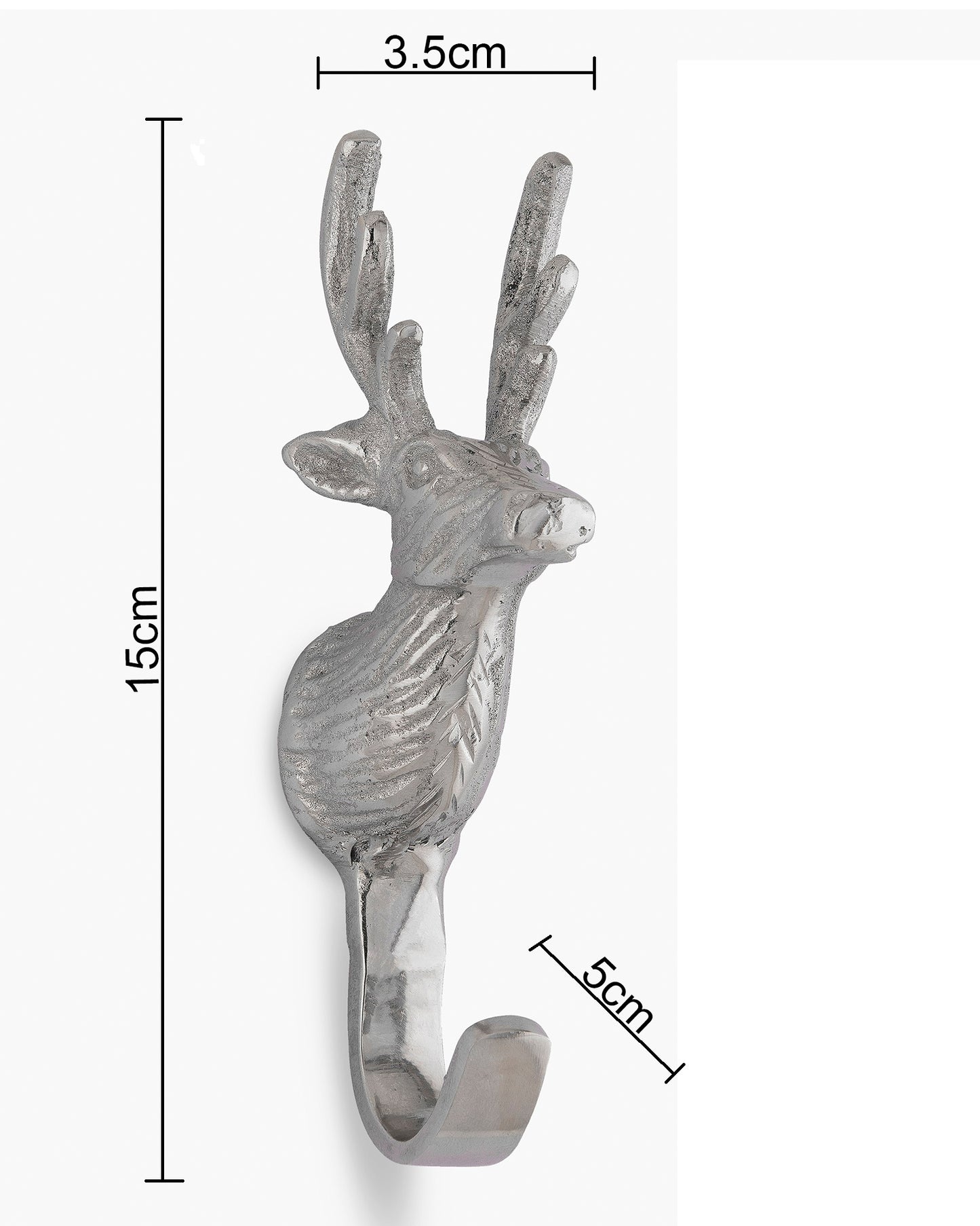 Handmade Deer Head Wall Hook Decorative - Antique Aluminium Wall Mounted Utility Hooks - Large Decorative heavy Duty Hooks For Mounting, Set of 2