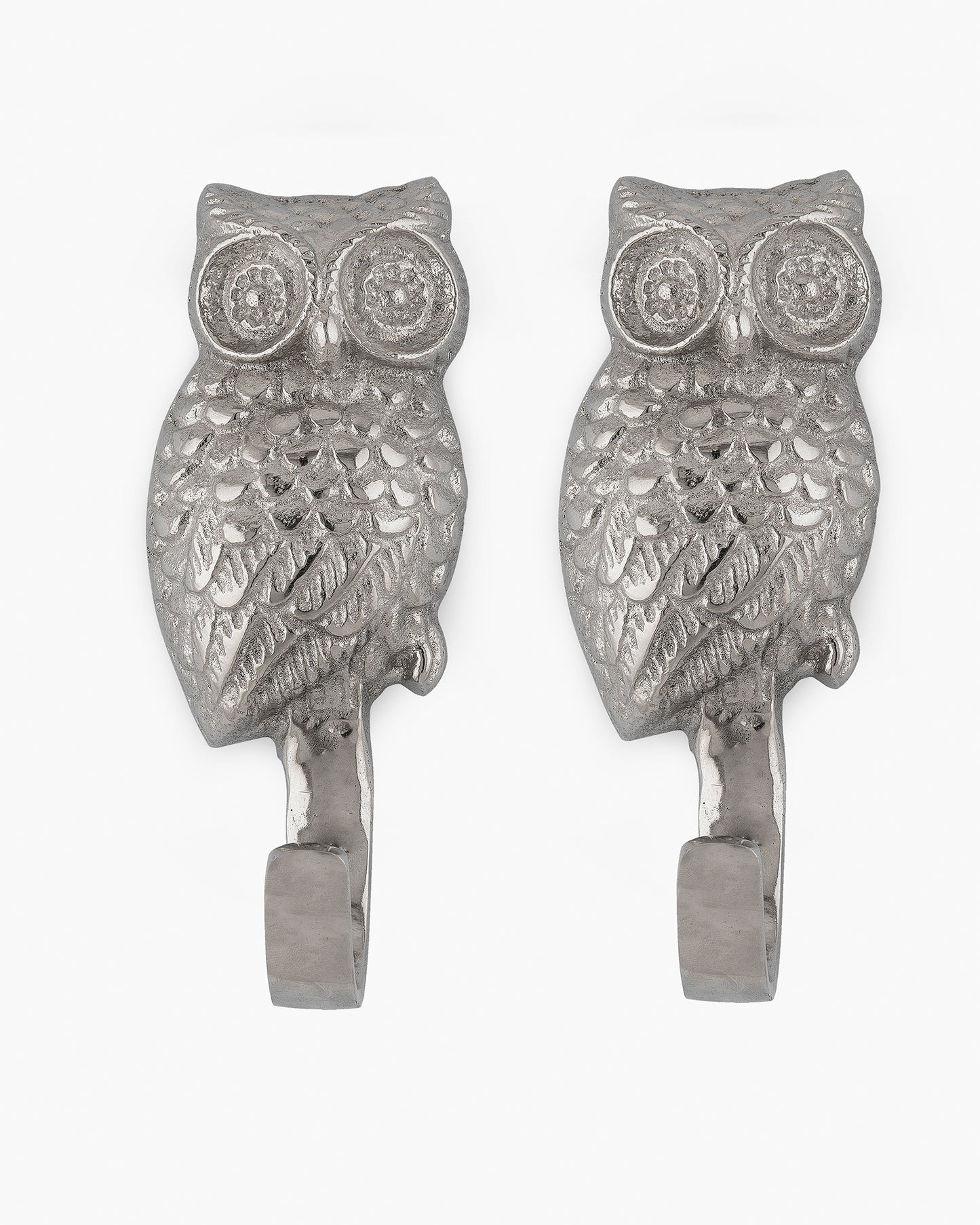 Handmade Owl Wall Hook Decorative - Antique Aluminium Wall Mounted Utility Hooks - Large Decorative heavy Duty Hooks For Mounting, Set of 2