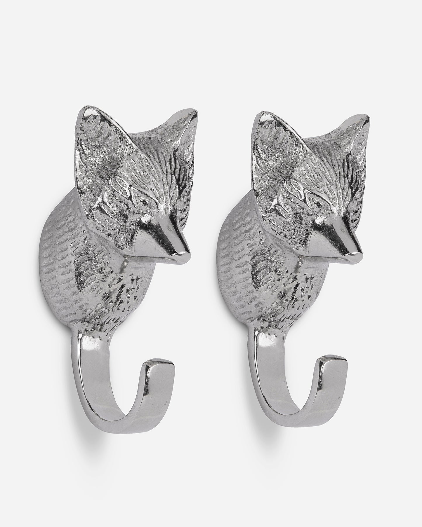 Handmade Fox Head Wall Hook Decorative - Antique Aluminium Wall Mounted Utility Hooks - Large Decorative heavy Duty Hooks For Mounting, Set of 2