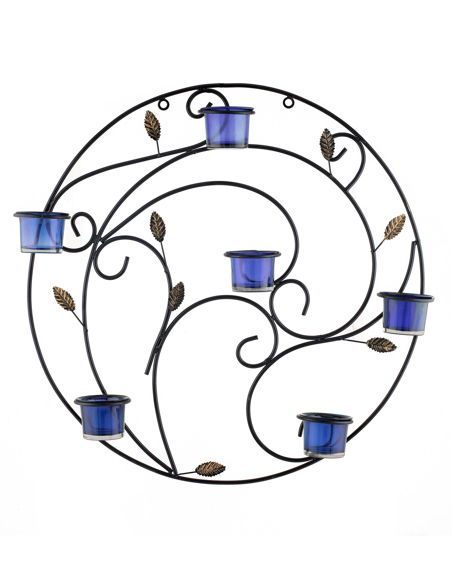 Round Wall Tealight Holder with Leafy Touch, Wall Decor Candle Stand