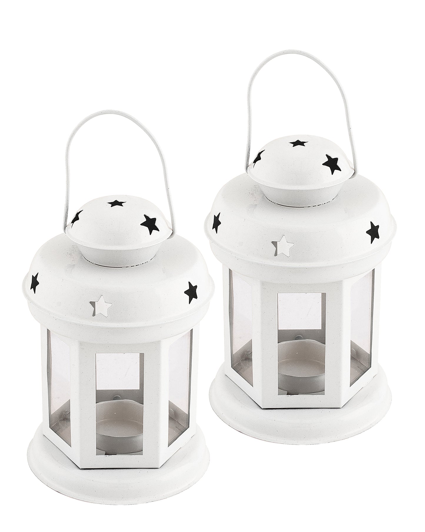 Star Light Decorative Metal Lantern Indoor/Outdoor Hanging Lantern, Set of 2 Designer Candle Tealight Holder