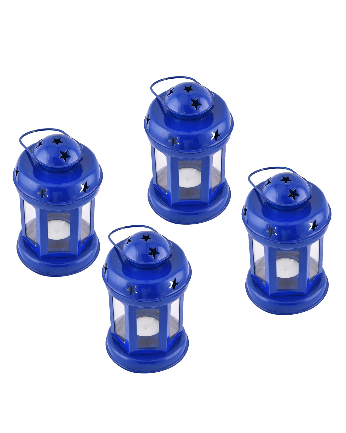 Set of 4 Star Light Decorative Metal Lantern Indoor/Outdoor Hanging Lantern, Designer Candle Tealight Holder