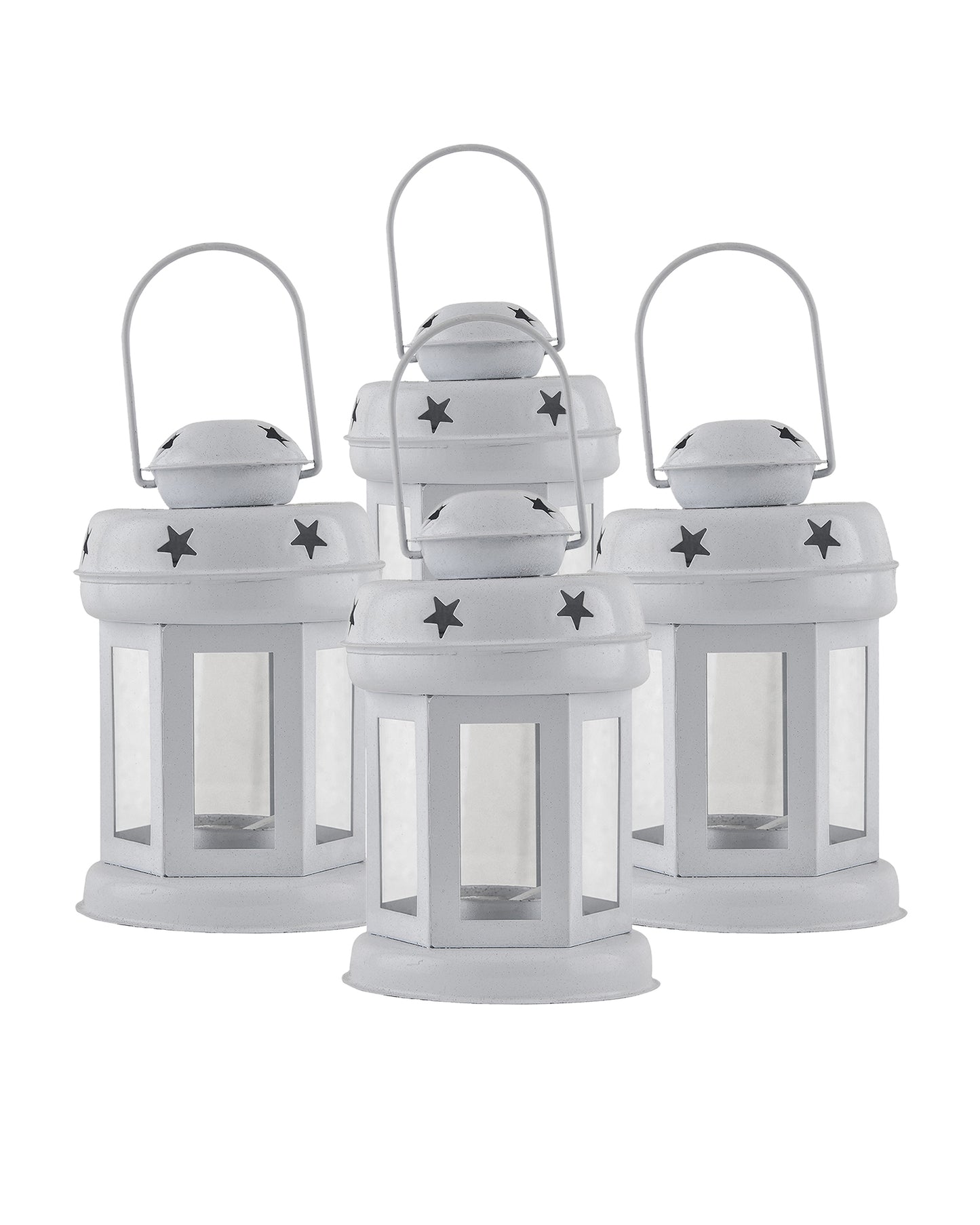 Set of 4 Star Light Decorative Metal Lantern Indoor/Outdoor Hanging Lantern, Designer Candle Tealight Holder