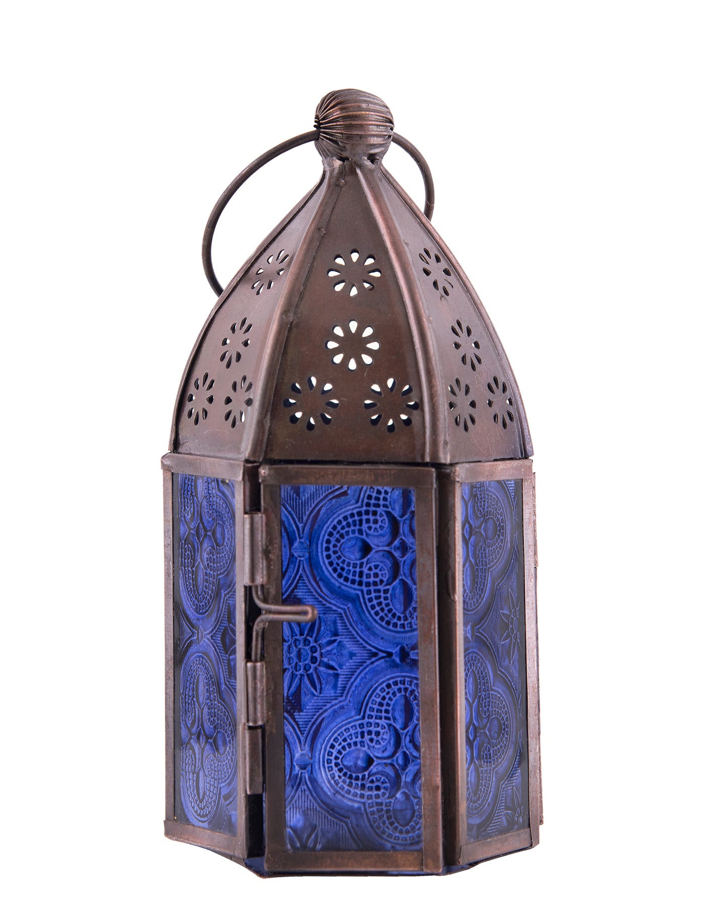 Metal Decorative Antique Copper Finish Moroccan Lantern Candle Holder, Set of 2, Tealight Hanging Home Office Decor