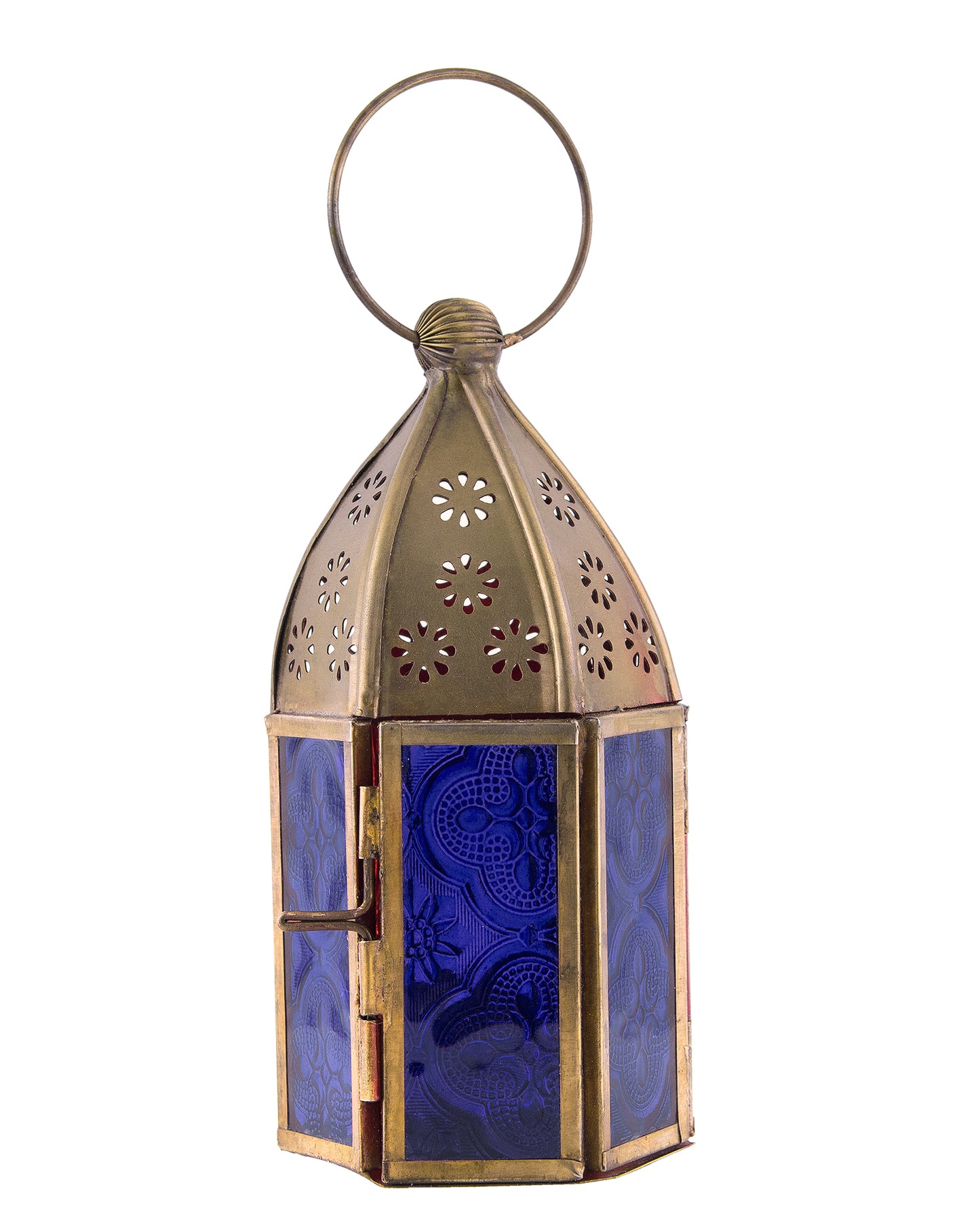 Metal Decorative Antique Brass Finish Moroccan Lantern Candle Holder, Set of 2, Tealight Hanging Home Office Decor