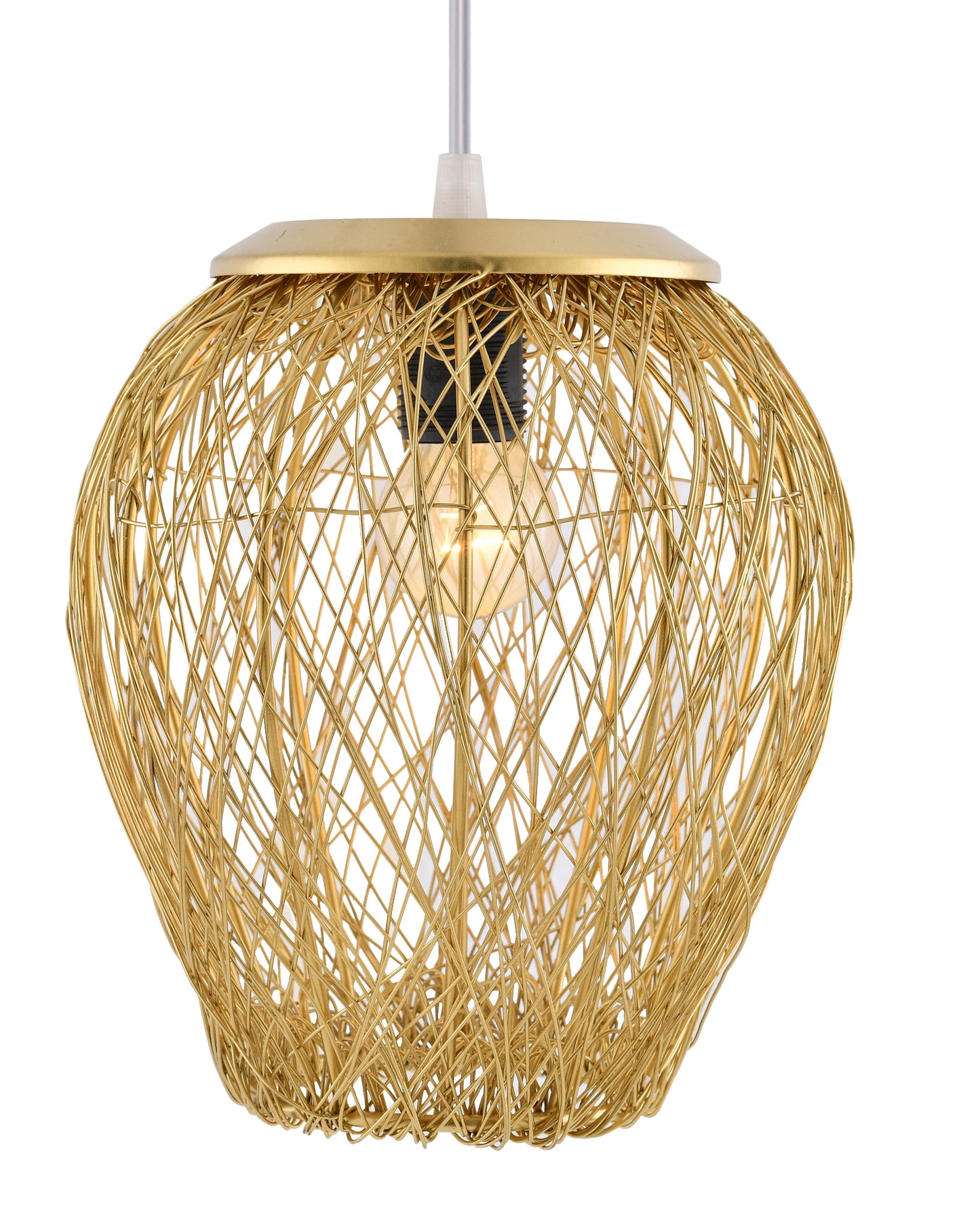 Hanging Golden Steel Wire Mesh Pendant, hanging light, lamp