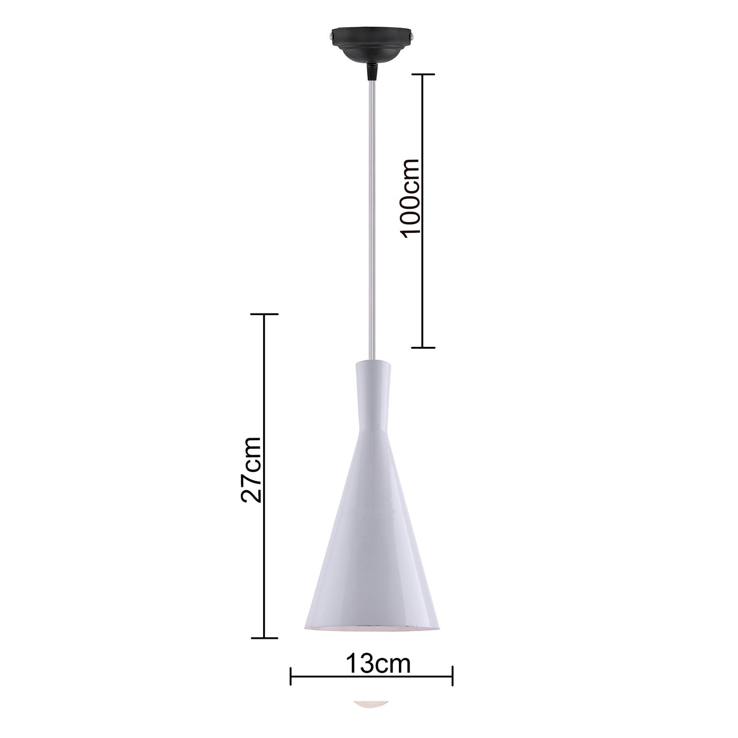 E26/E27 Single Head Metal Shade Pendant Vintage Hanging Ceiling Light, White Set of 2