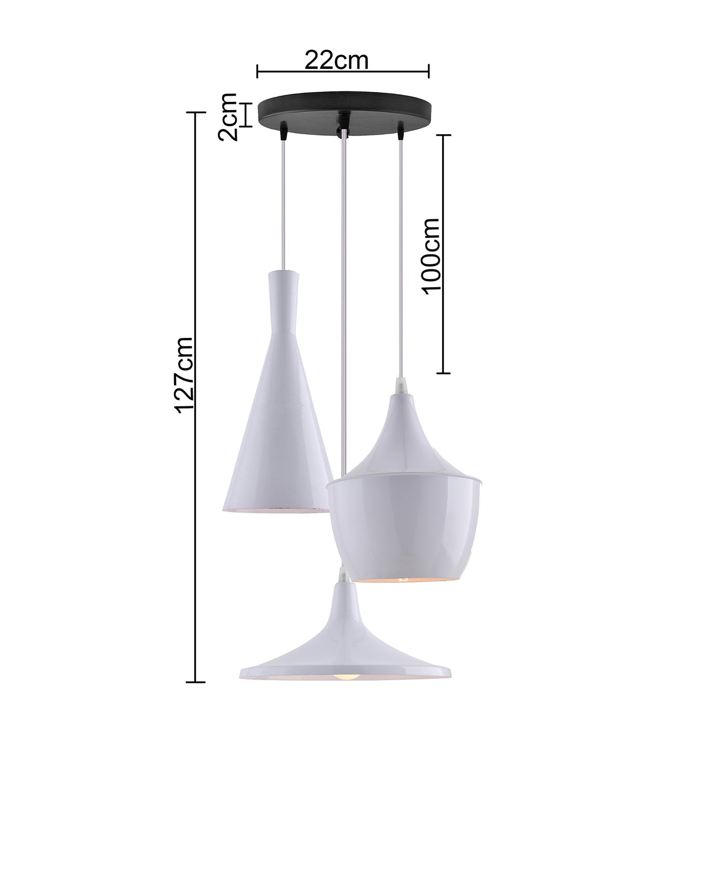 3-Lights Round Cluster Chandelier Modern Medium Tri-Nordic hanging Light, E27 Holder, Decorative, White, URBAN Retro, Nordic Style, LED/Filament Bulb