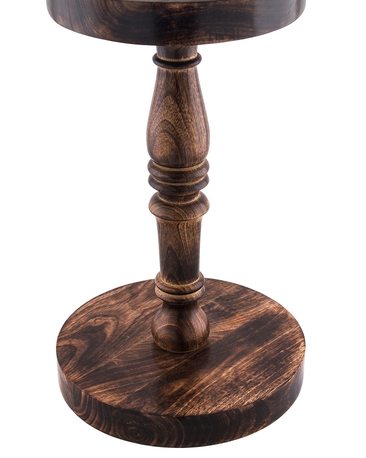 Classic Round Mabel Black Finish Wooden Floor Lamp with Khadi Shade