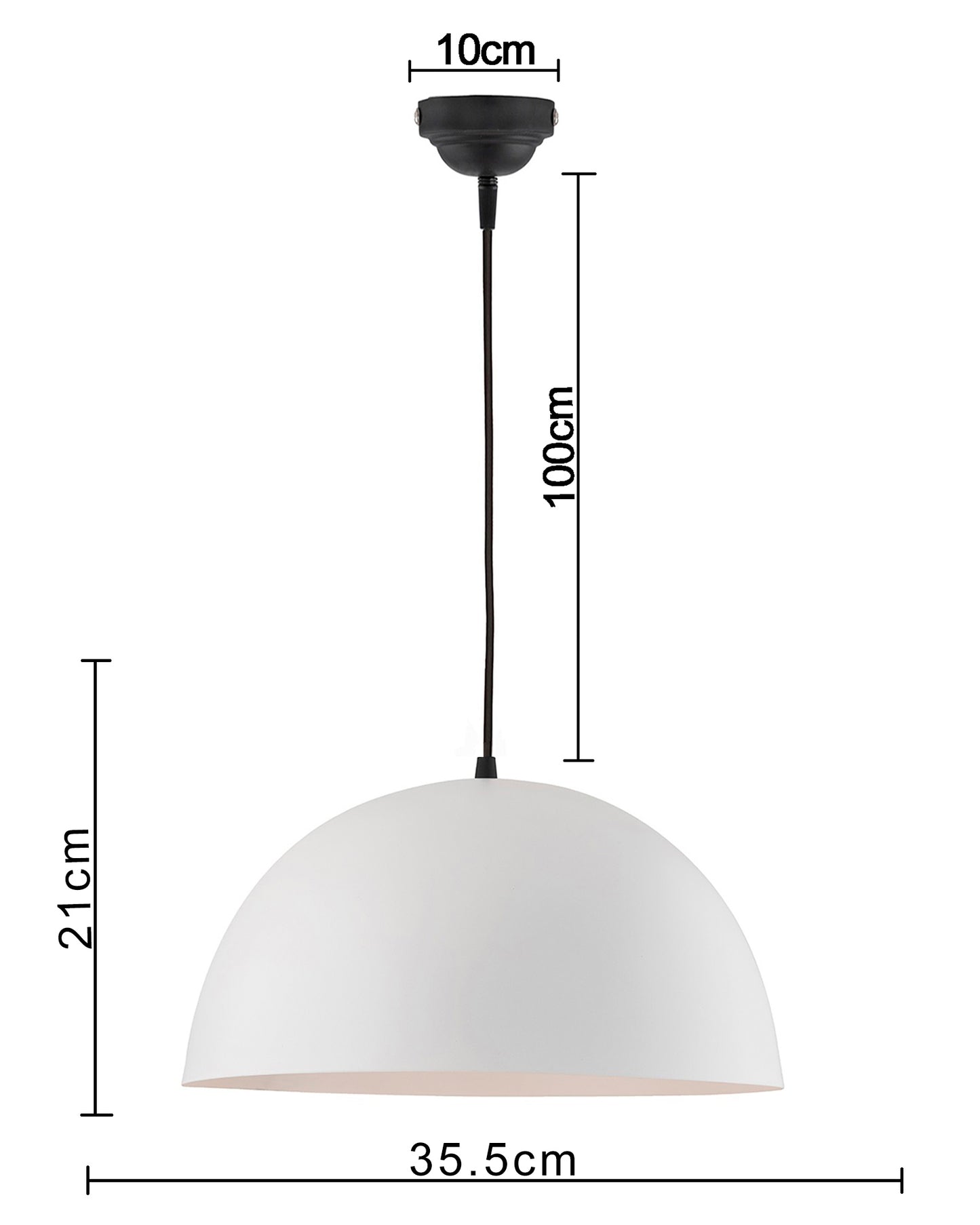 Metallic White Pendant Hanging Light, Hanging Lamp 14", Industrial E27 lamp