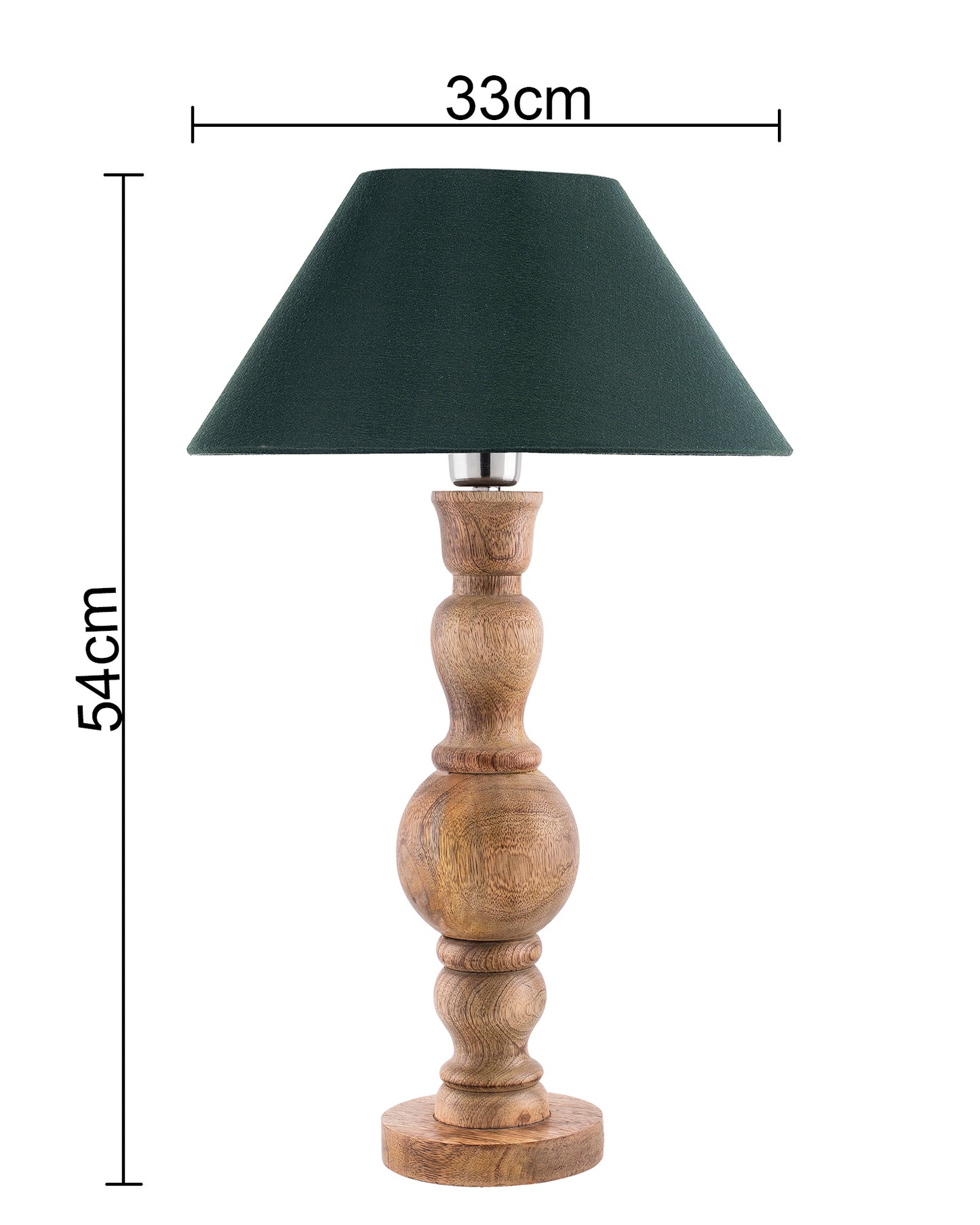 Hand Turned Wood Bubble Bedside Table Lamp, Cone Shade