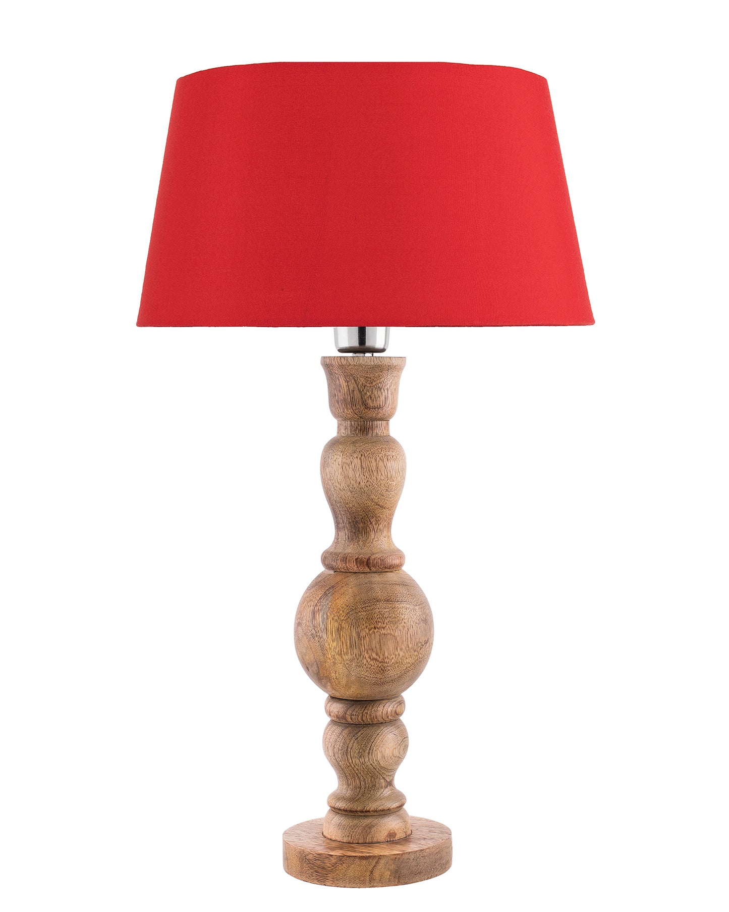 Hand Turned Wood Bubble Bedside Table Lamp, Drum Shade