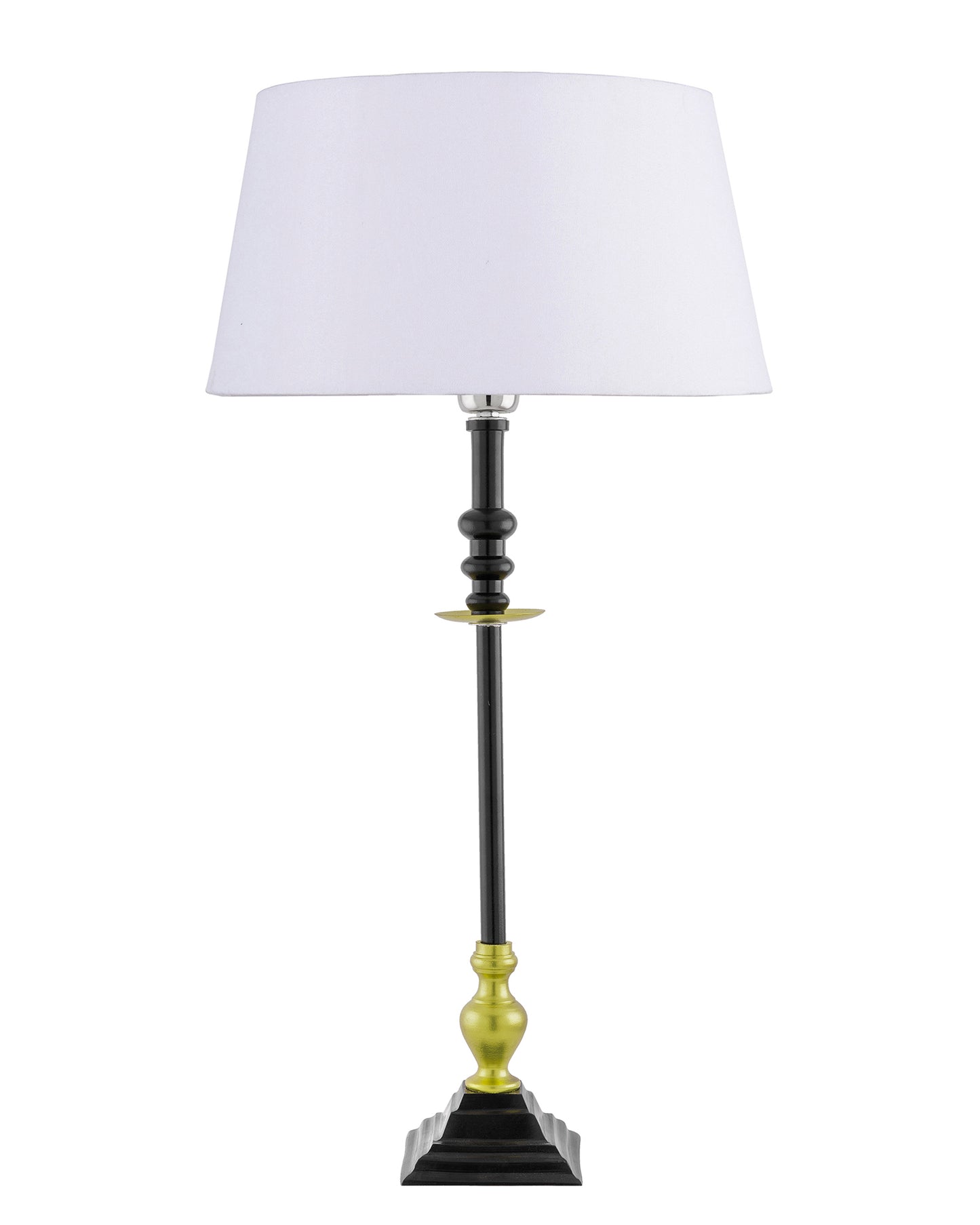 Classic Imperial Black Golden Riveria Table Lamp, Drum Shade