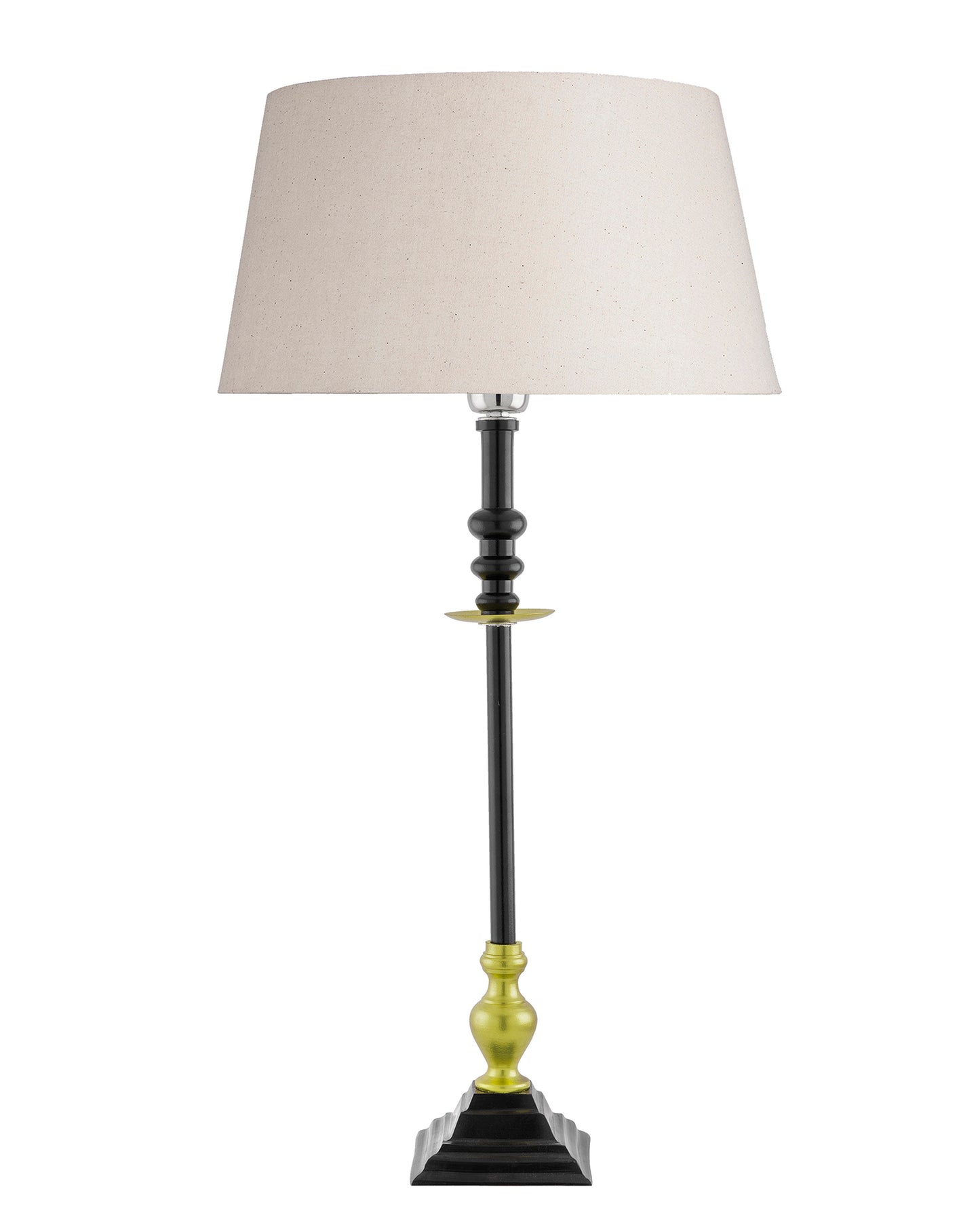 Classic Imperial Black Golden Riveria Table Lamp, Drum Shade